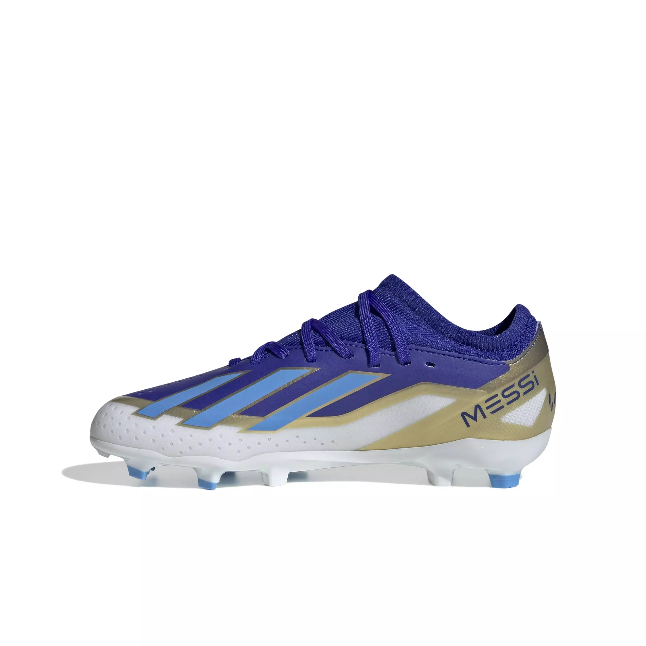 adidas X Crazyfast Messi League FG "Lucid Blue/Blue Burst/Ftwr White" Grade School Kids' Soccer Cleat - ROYAL/WHITE