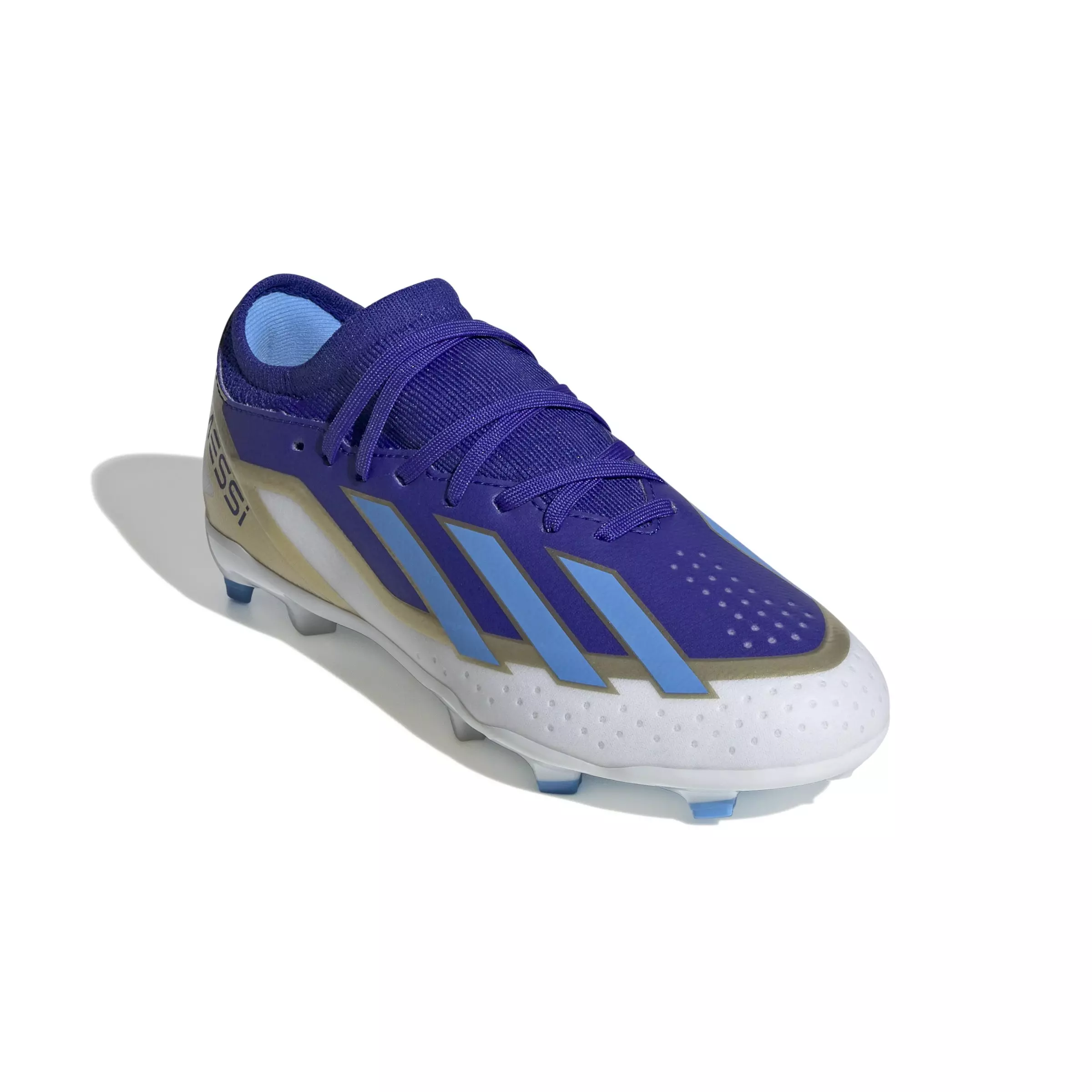 adidas X Crazyfast Messi League FG "Lucid Blue/Blue Burst/Ftwr White" Grade School Kids' Soccer Cleat - ROYAL/WHITE