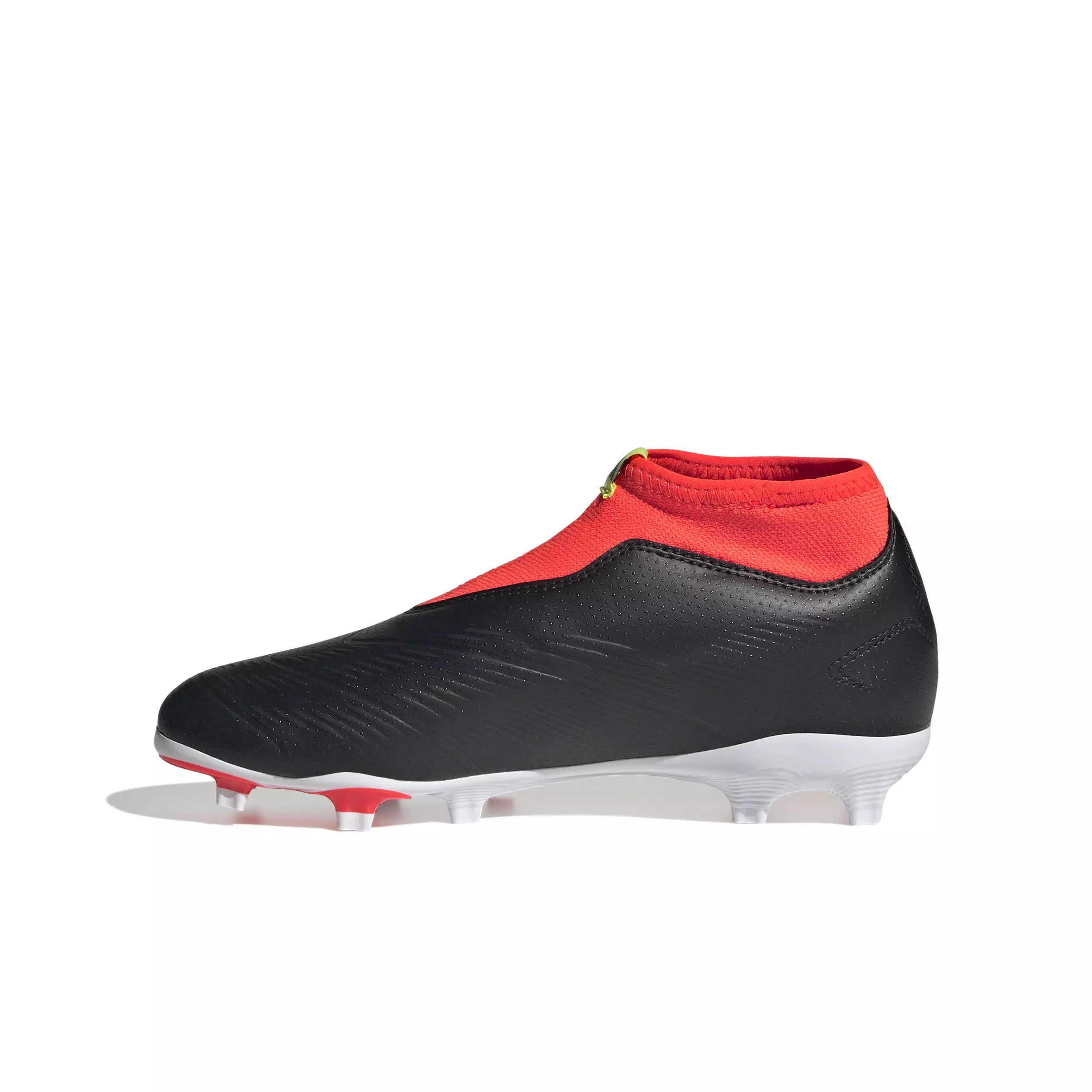 adidas Predator 24 League Laceless FG "Core Black/White/Solar Red" Grade School Kids' Soccer Cleat - BLACK/RED