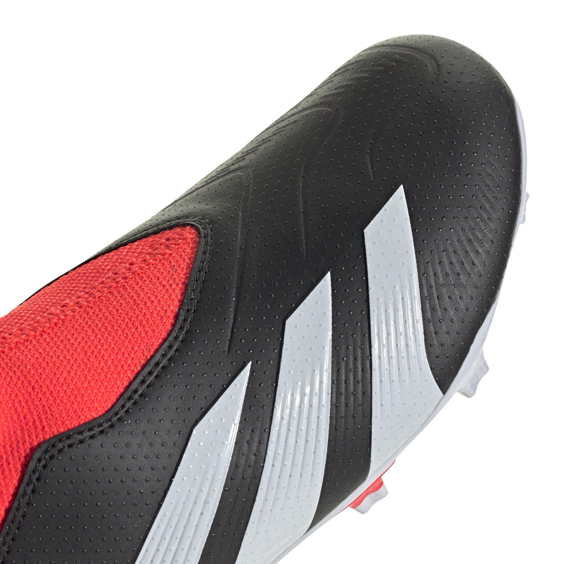 adidas Predator 24 League Laceless FG  Grade School Kids' "Core Black/White/Solar Red" Soccer Cleat
