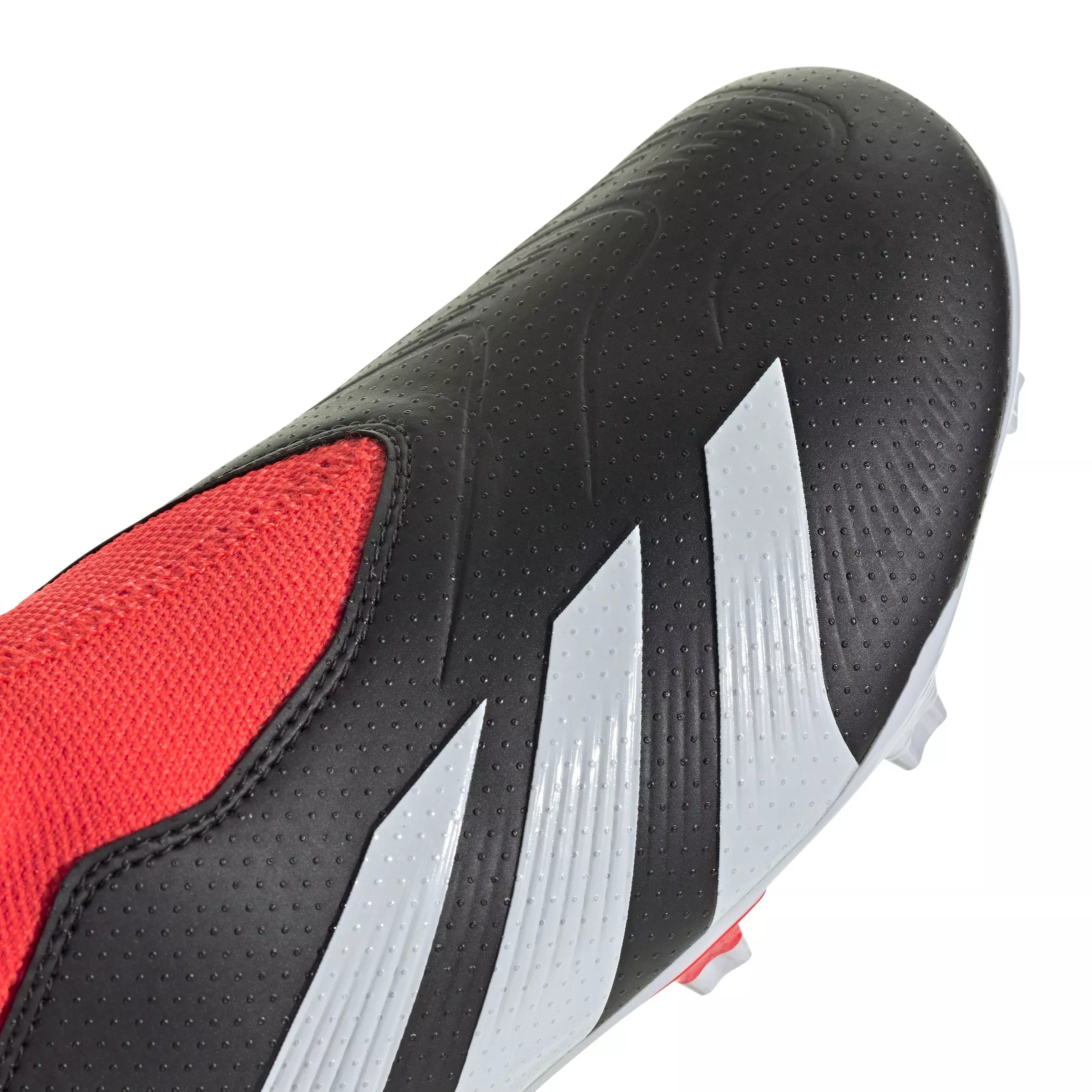 adidas Predator 24 League Laceless FG "Core Black/White/Solar Red" Grade School Kids' Soccer Cleat - BLACK/RED