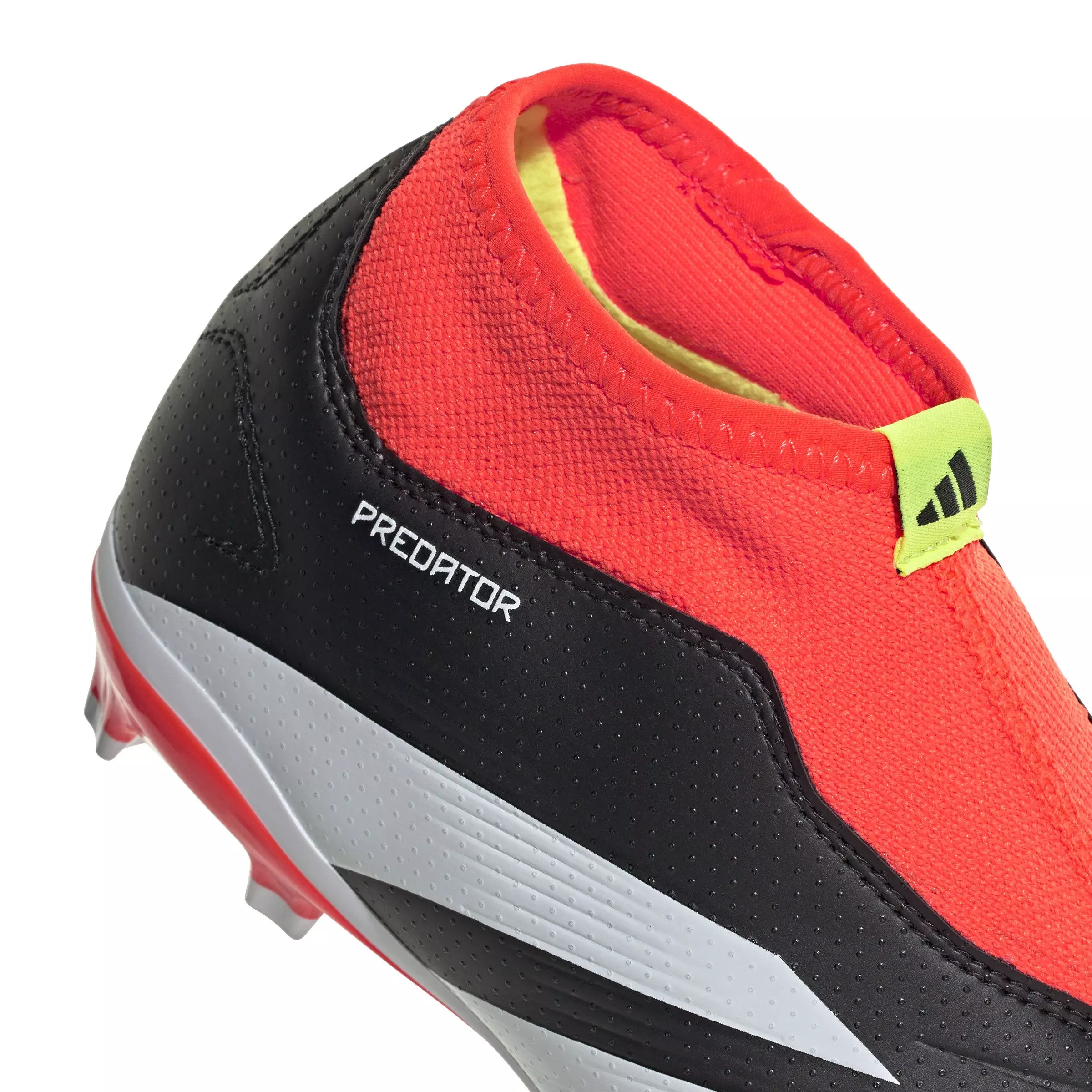 adidas Predator 24 League Laceless FG "Core Black/White/Solar Red" Grade School Kids' Soccer Cleat - BLACK/RED