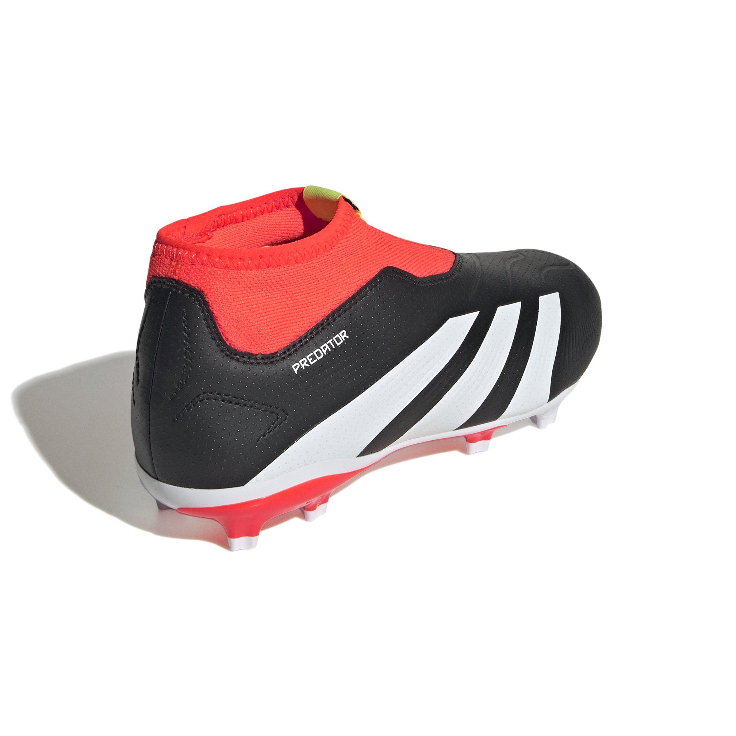 adidas Predator 24 League Laceless FG  Grade School Kids' "Core Black/White/Solar Red" Soccer Cleat