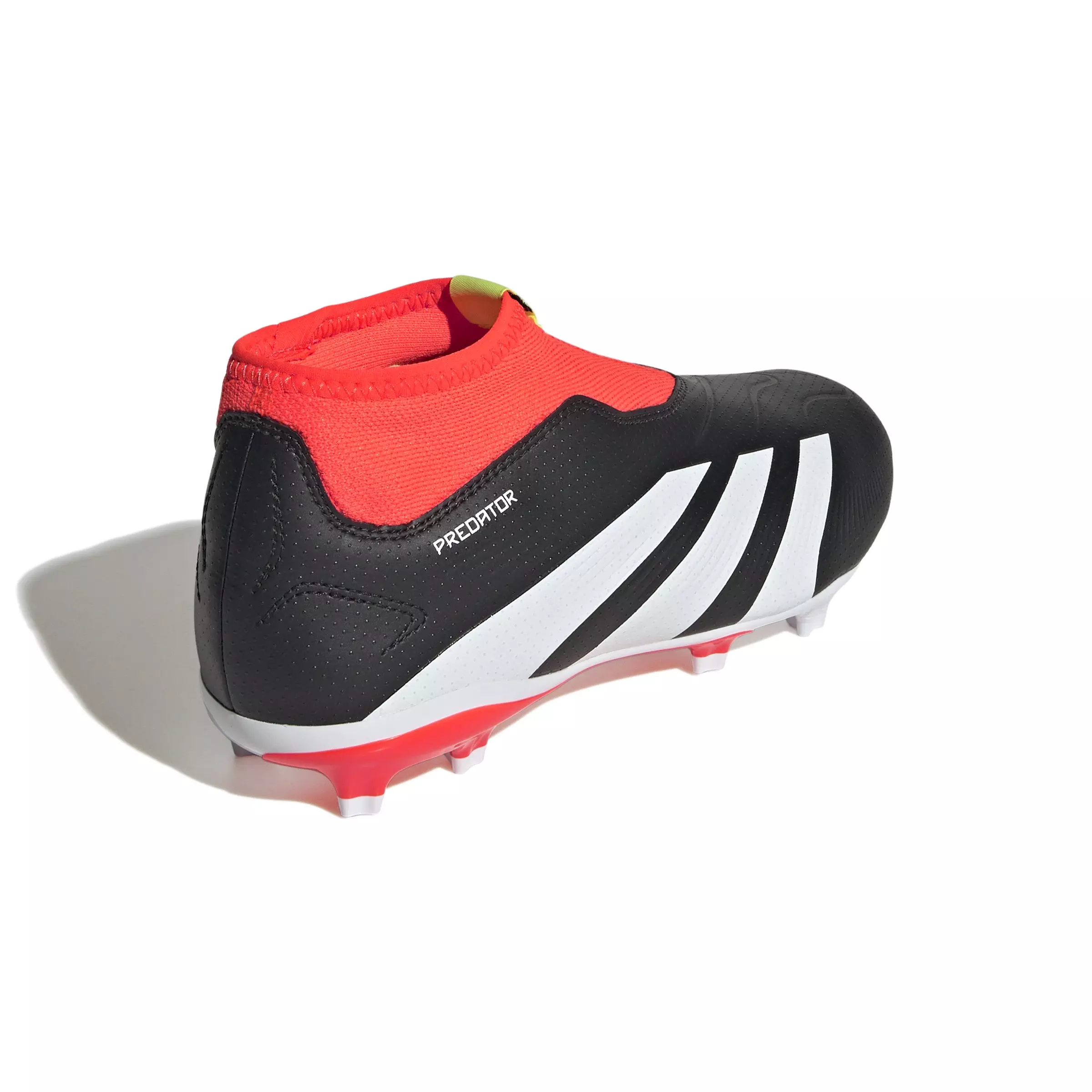 adidas Predator 24 League Laceless FG "Core Black/White/Solar Red" Grade School Kids' Soccer Cleat - BLACK/RED
