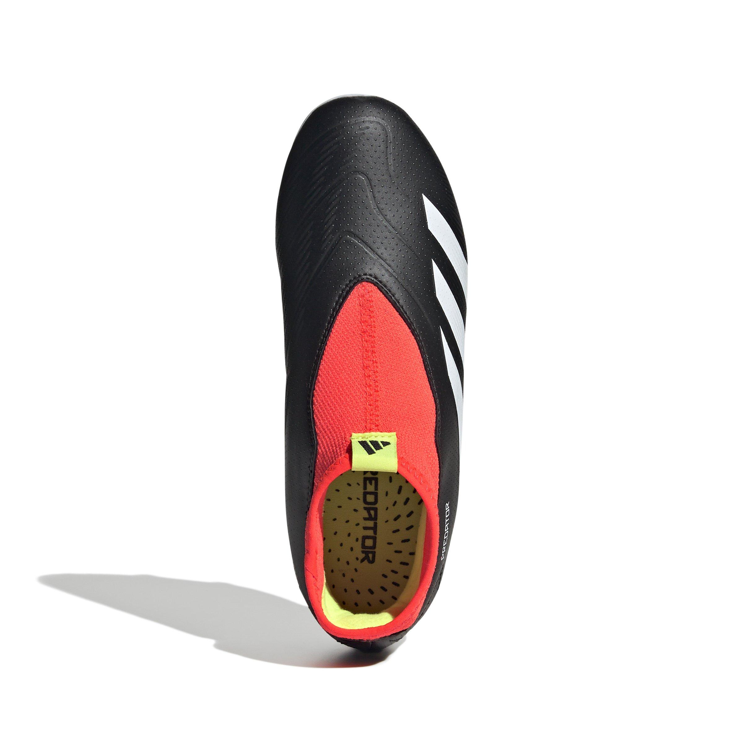 adidas Predator 24 League Laceless FG  Grade School Kids' "Core Black/White/Solar Red" Soccer Cleat