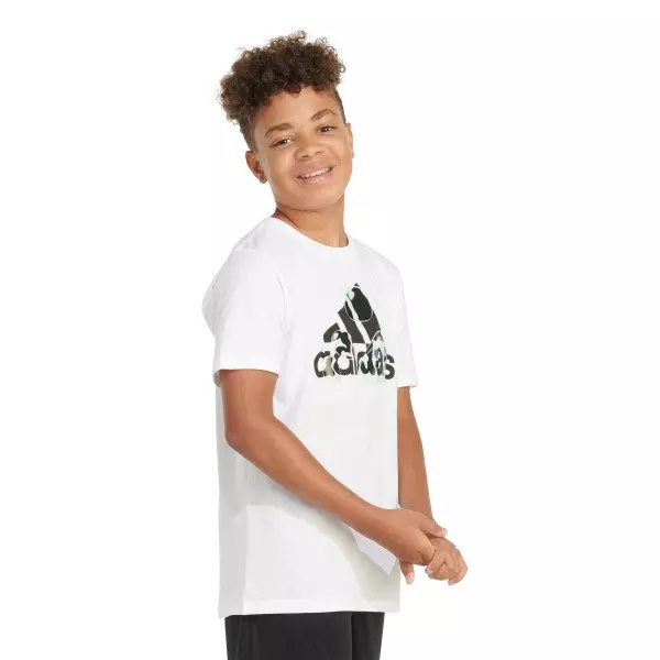 adidas Big Boys' Chrome Logo Tee - WHITE