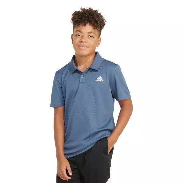 adidas Big Boys' Polymesh Polo - BLACK