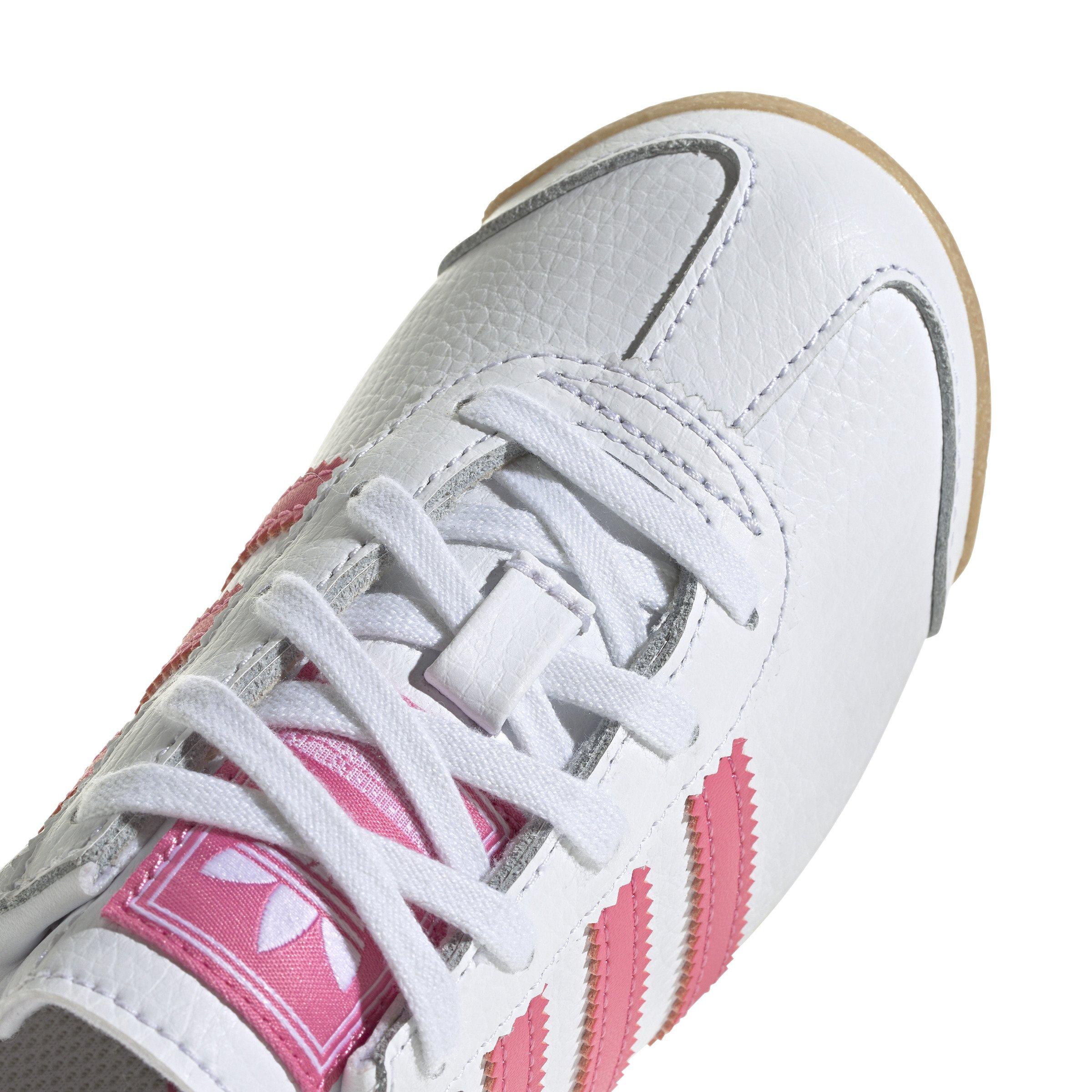 adidas Originals Samoa "Ftwr White/Pink Fusion/Gum" Preschool Girls' Shoe - WHITE/PINK Thumbnail View 3
