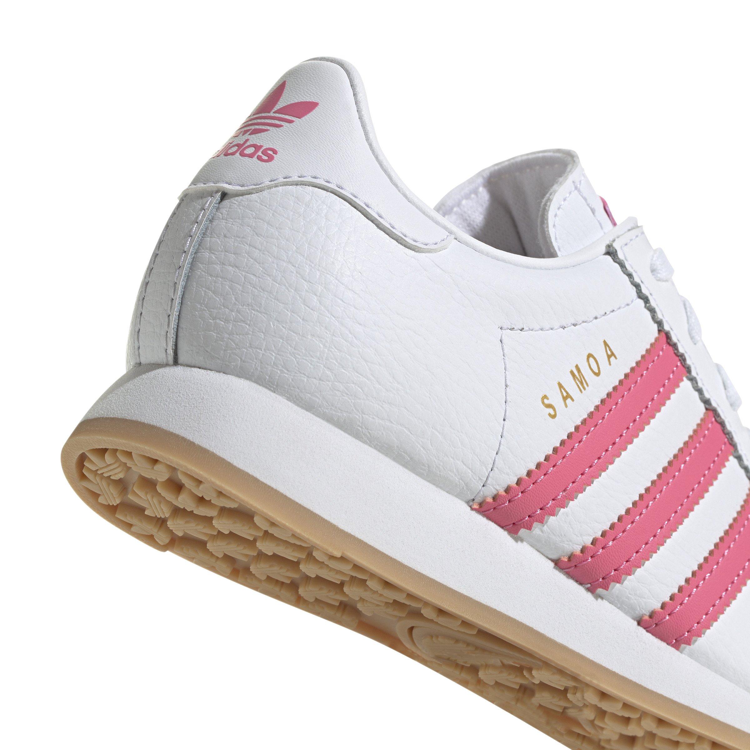 adidas Originals Samoa "Ftwr White/Pink Fusion/Gum" Preschool Girls' Shoe - WHITE/PINK Thumbnail View 4