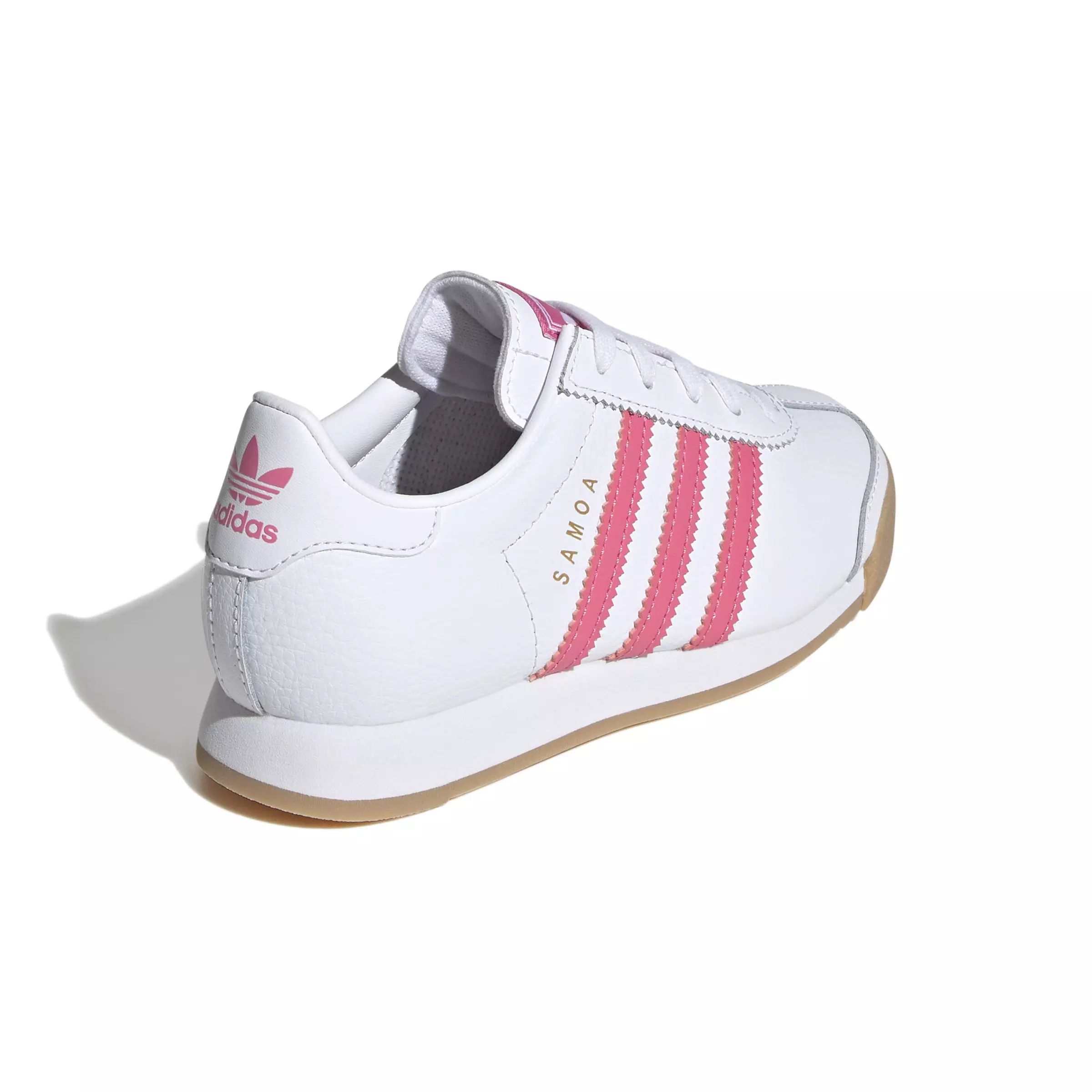 adidas Originals Samoa "Ftwr White/Pink Fusion/Gum" Preschool Girls' Shoe - WHITE/PINK