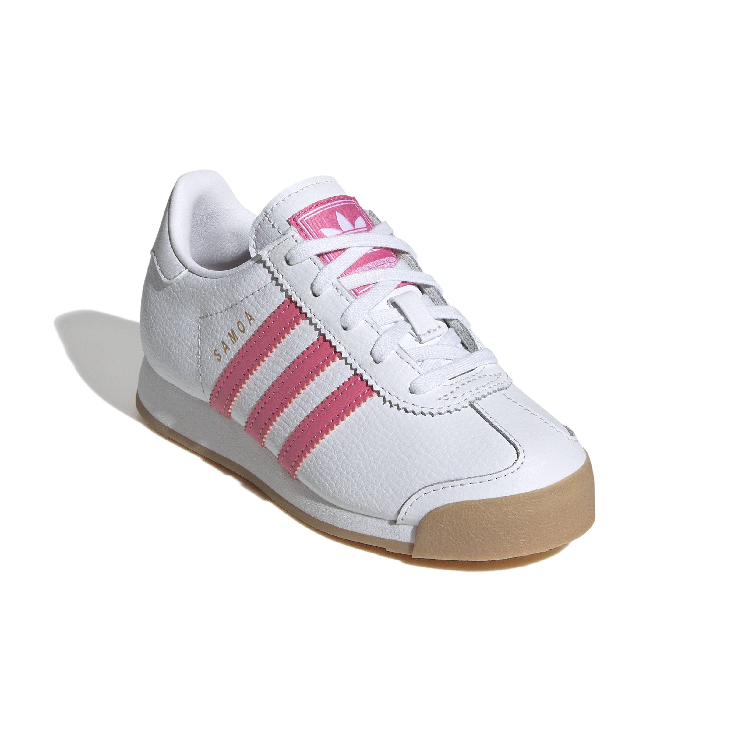 adidas Originals Samoa "Ftwr White/Pink Fusion/Gum" Preschool Girls' Shoe - WHITE/PINK Thumbnail View 6