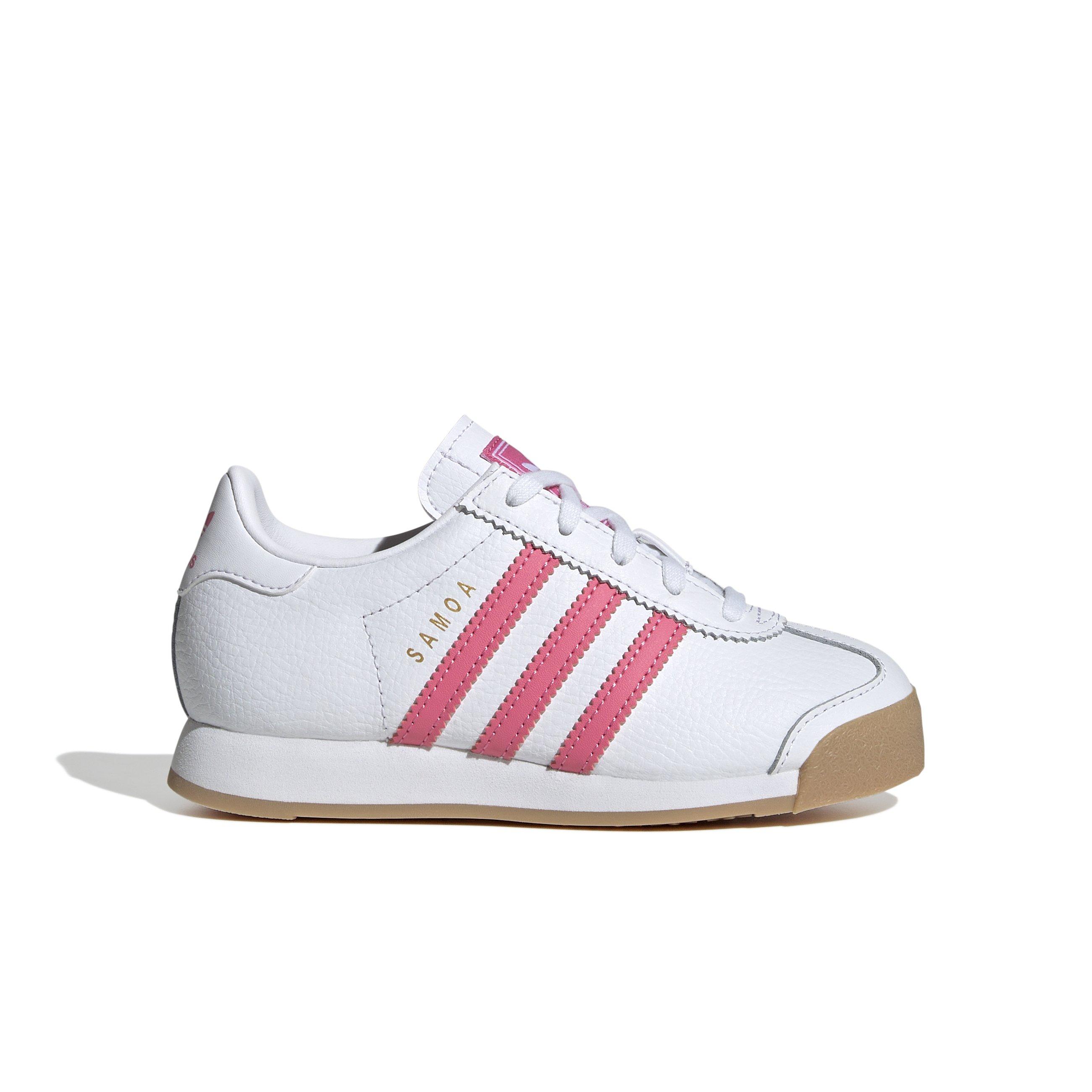 adidas Originals Samoa "Ftwr White/Pink Fusion/Gum" Preschool Girls' Shoe - WHITE/PINK