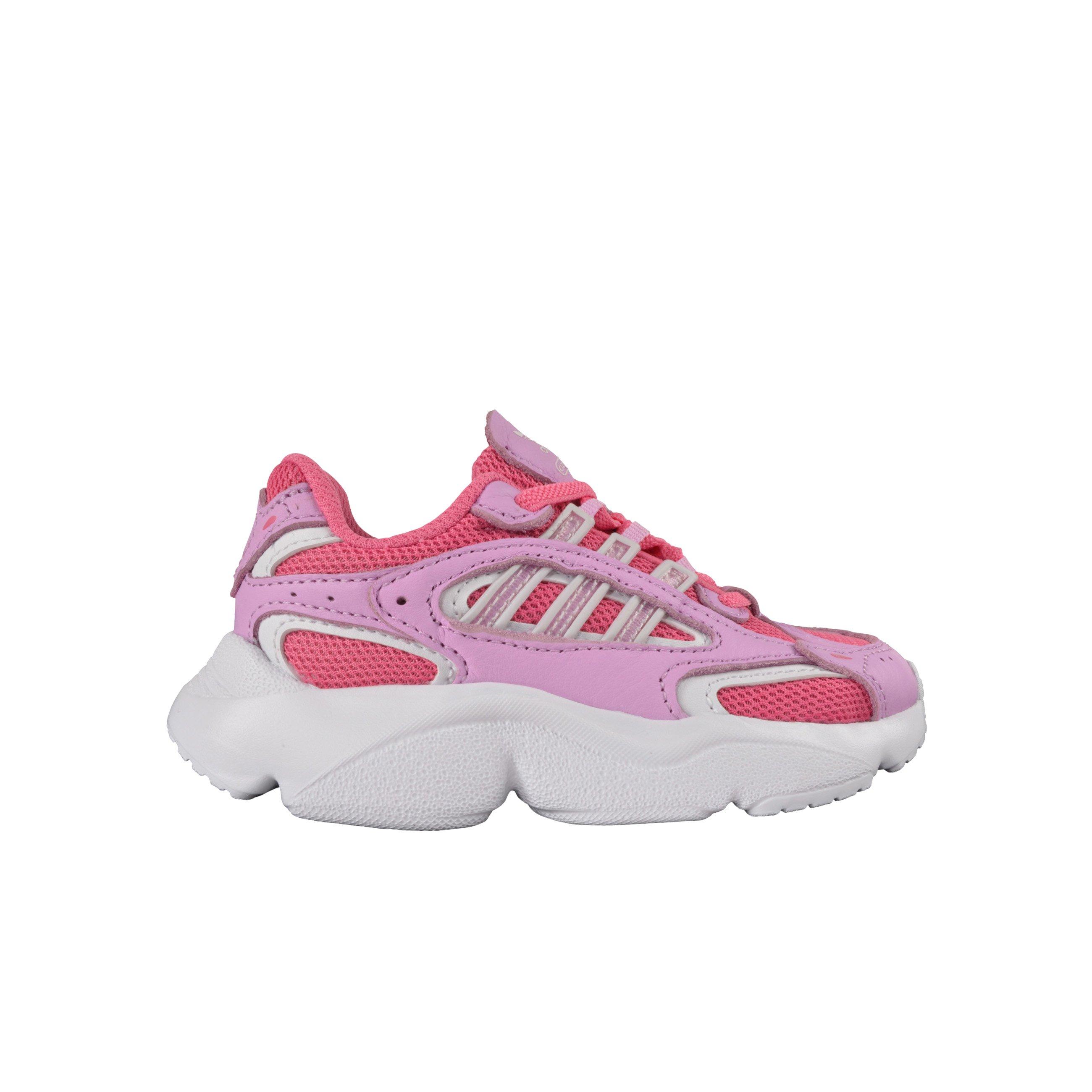 adidas Originals Ozmillen "Pink Fusion/Bliss Lilac/Semi Blue Burst" Preschool Girls' Shoe - PINK/WHITE