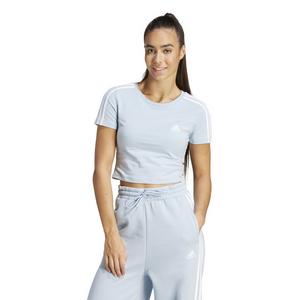 adidas Women's Essentials 3-Stripes Baby Cropped Tee-Blue