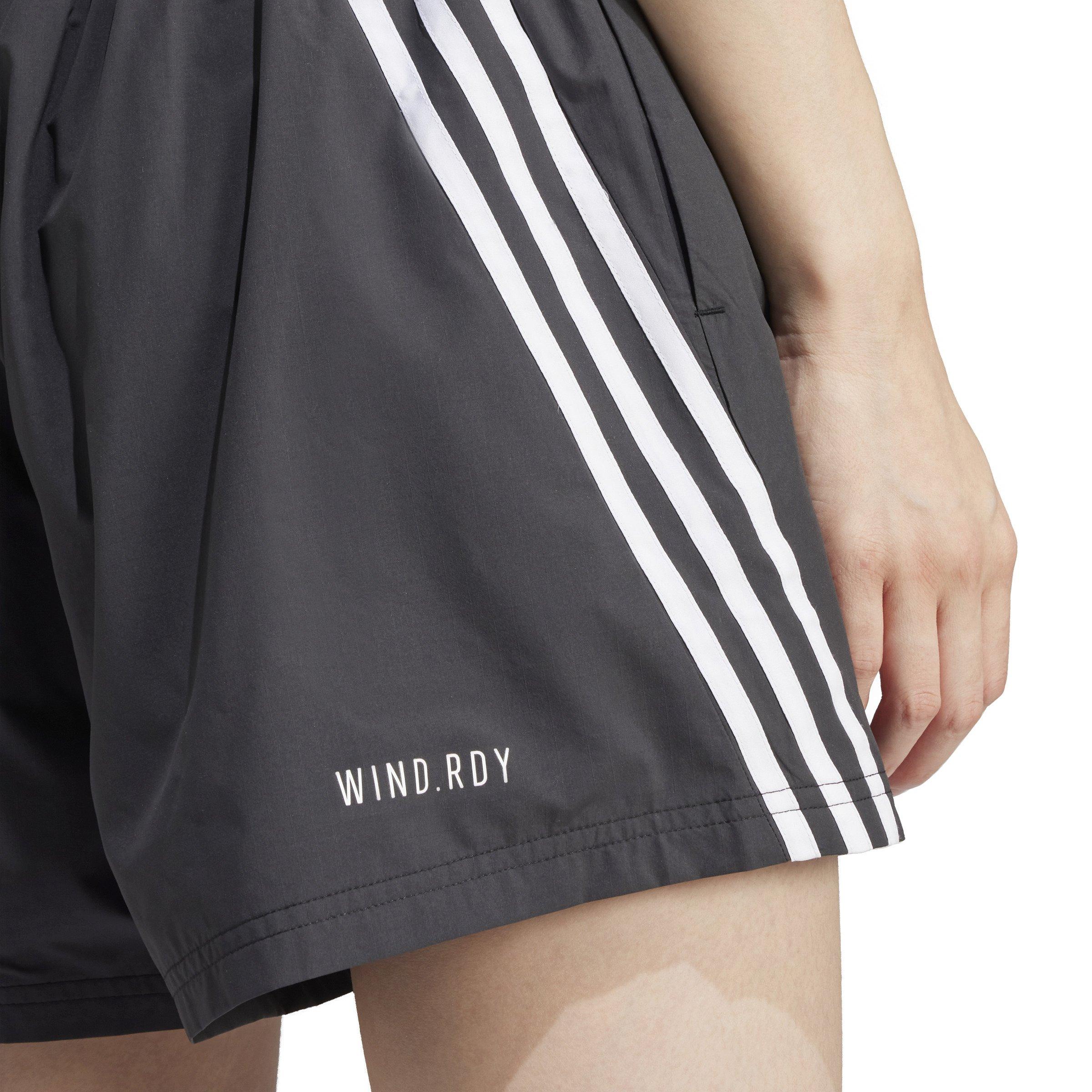 adidas Women's Woven 3-Stripes Shorts - BLACK Thumbnail View 4