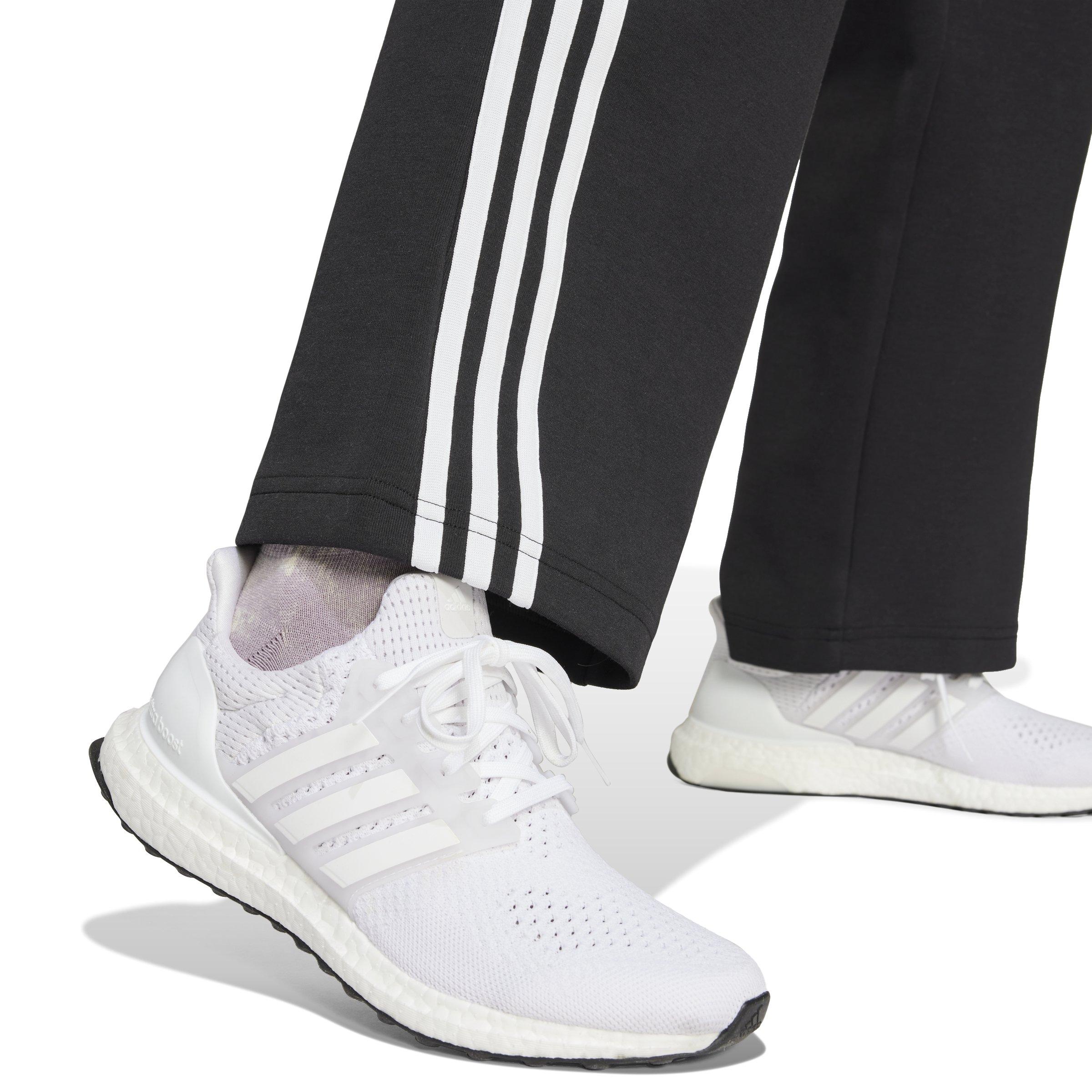 adidas Women's High-Rise Open Hem 3-Stripes Pants - BLACK Thumbnail View 3