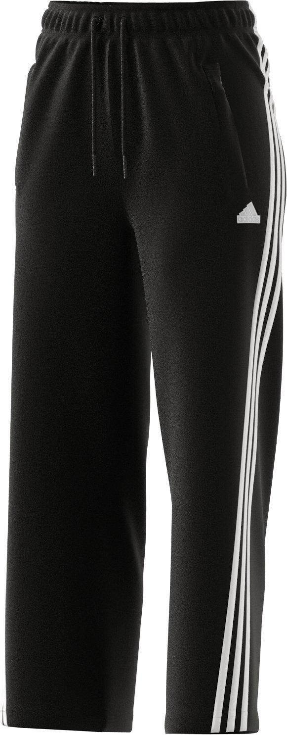 adidas Women's High-Rise Open Hem 3-Stripes Pants - BLACK Thumbnail View 6