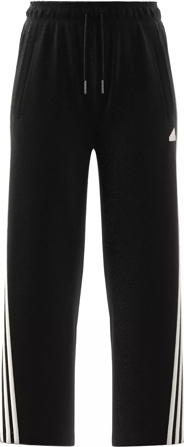 adidas Women's High-Rise Open Hem 3-Stripes Pants - BLACK