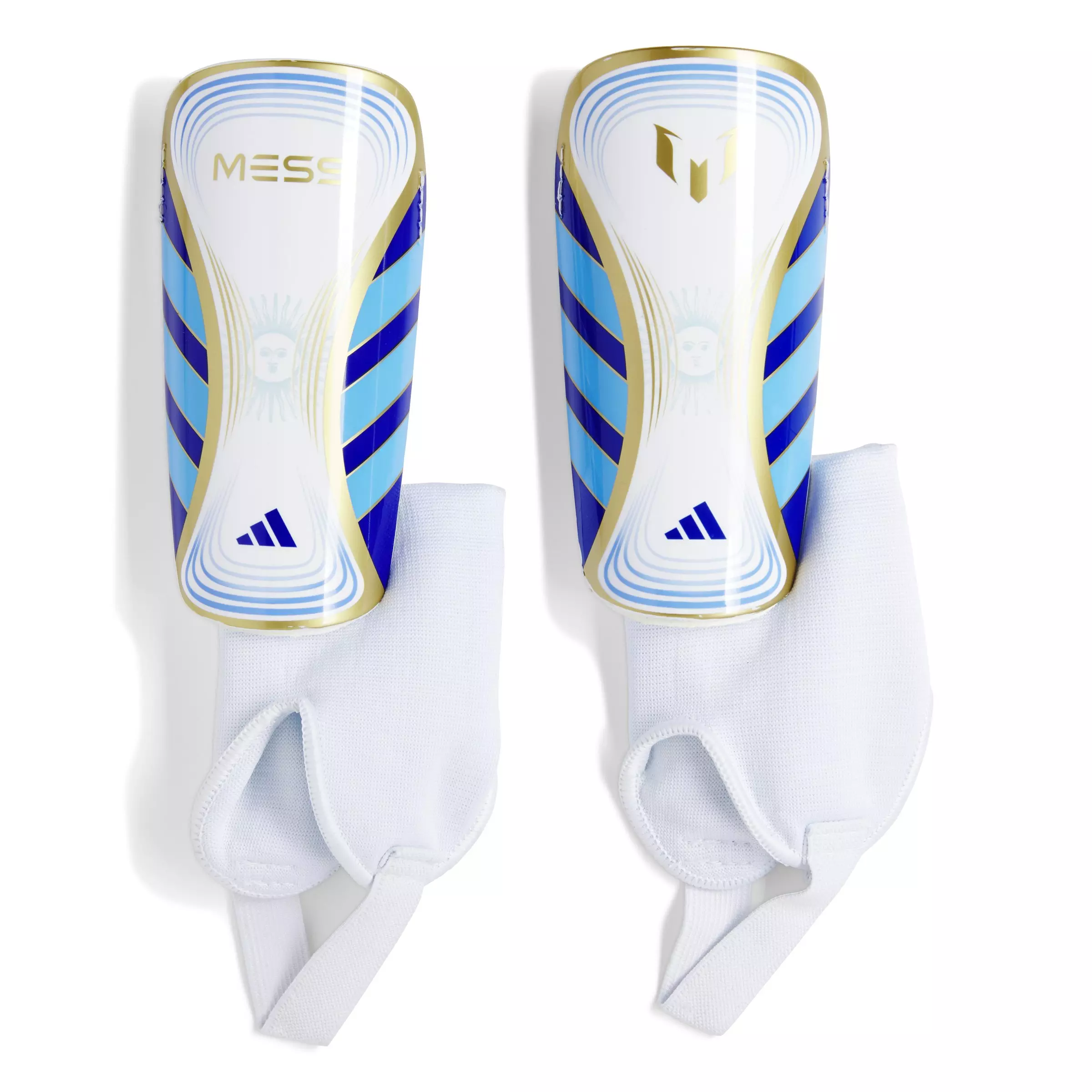 adidas Messi Match Youth Soccer Shin Guards - WHITE/ROYAL