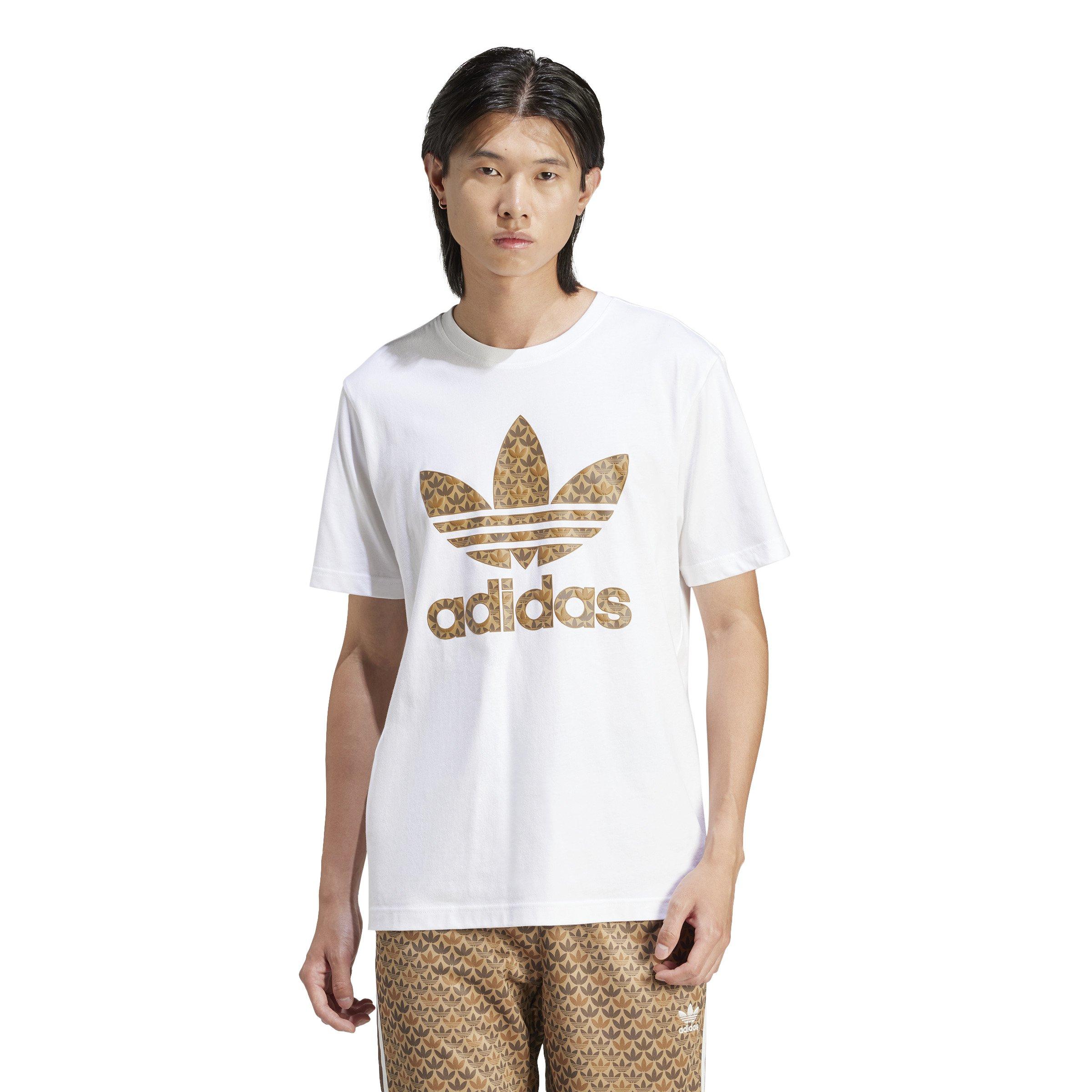 adidas Men's Classic Monogram Graphic Tee-White/Brown - WHITE/BROWN Thumbnail View 1