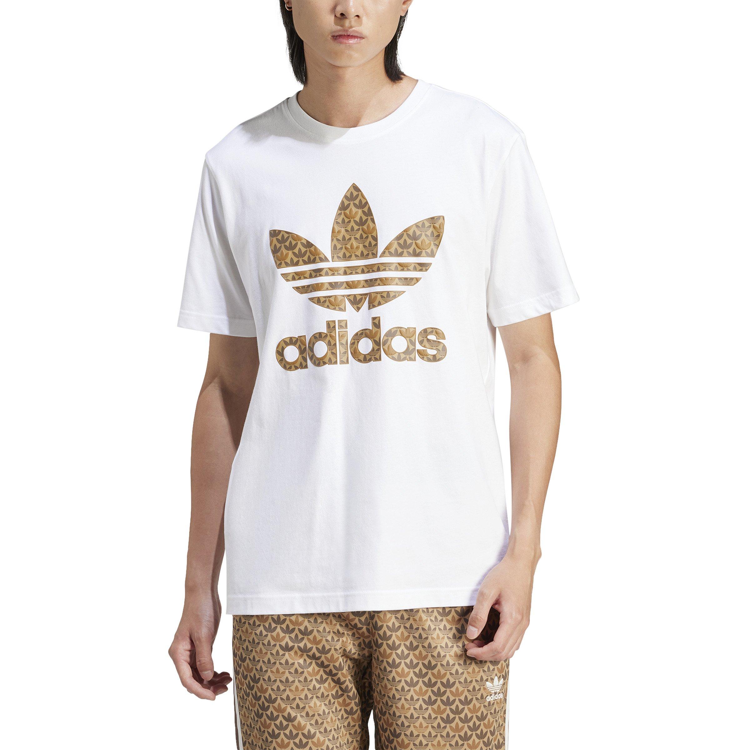 adidas Men's Classic Monogram Graphic Tee-White/Brown - WHITE/BROWN Thumbnail View 3