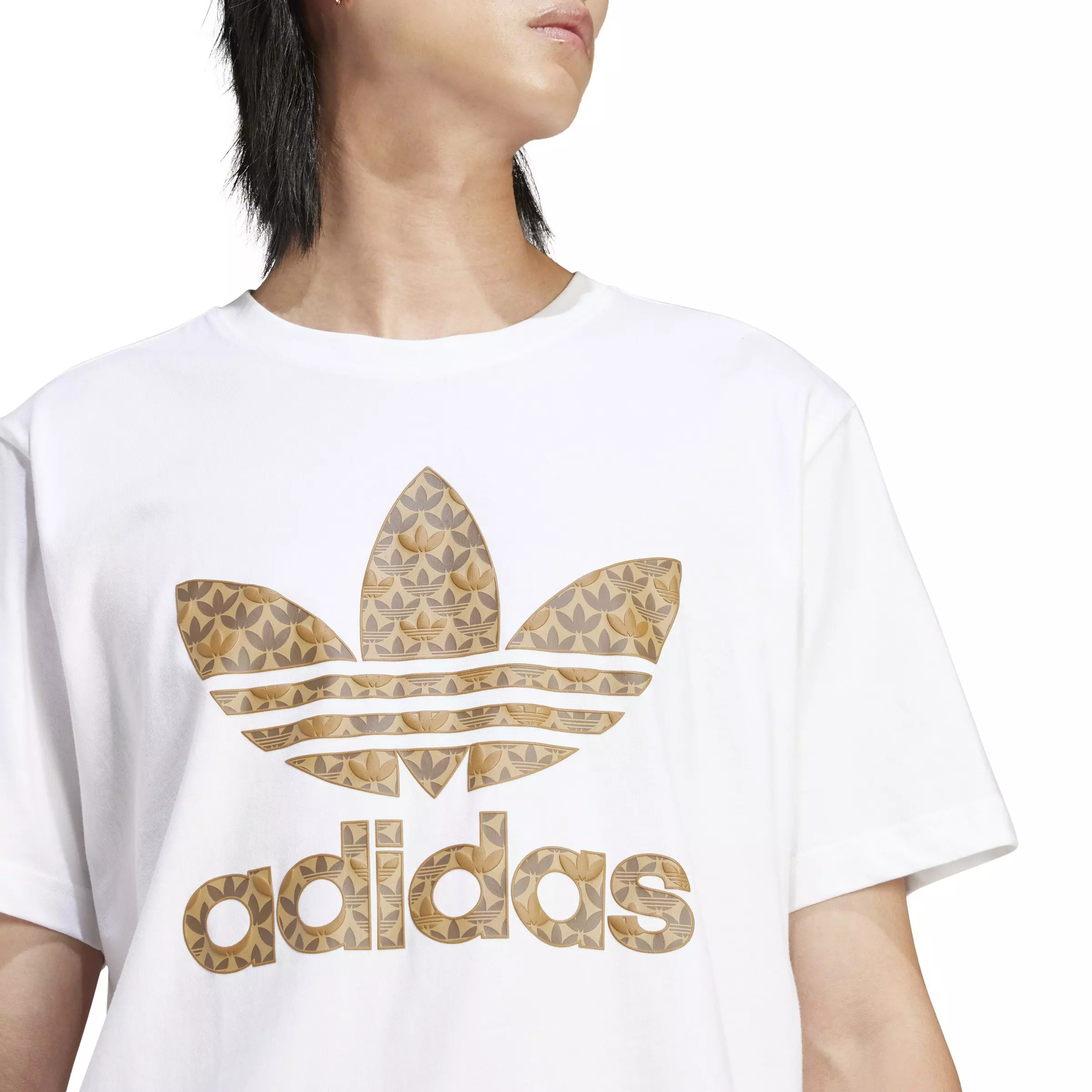 adidas Men's Classic Monogram Graphic Tee-White/Brown - WHITE/BROWN