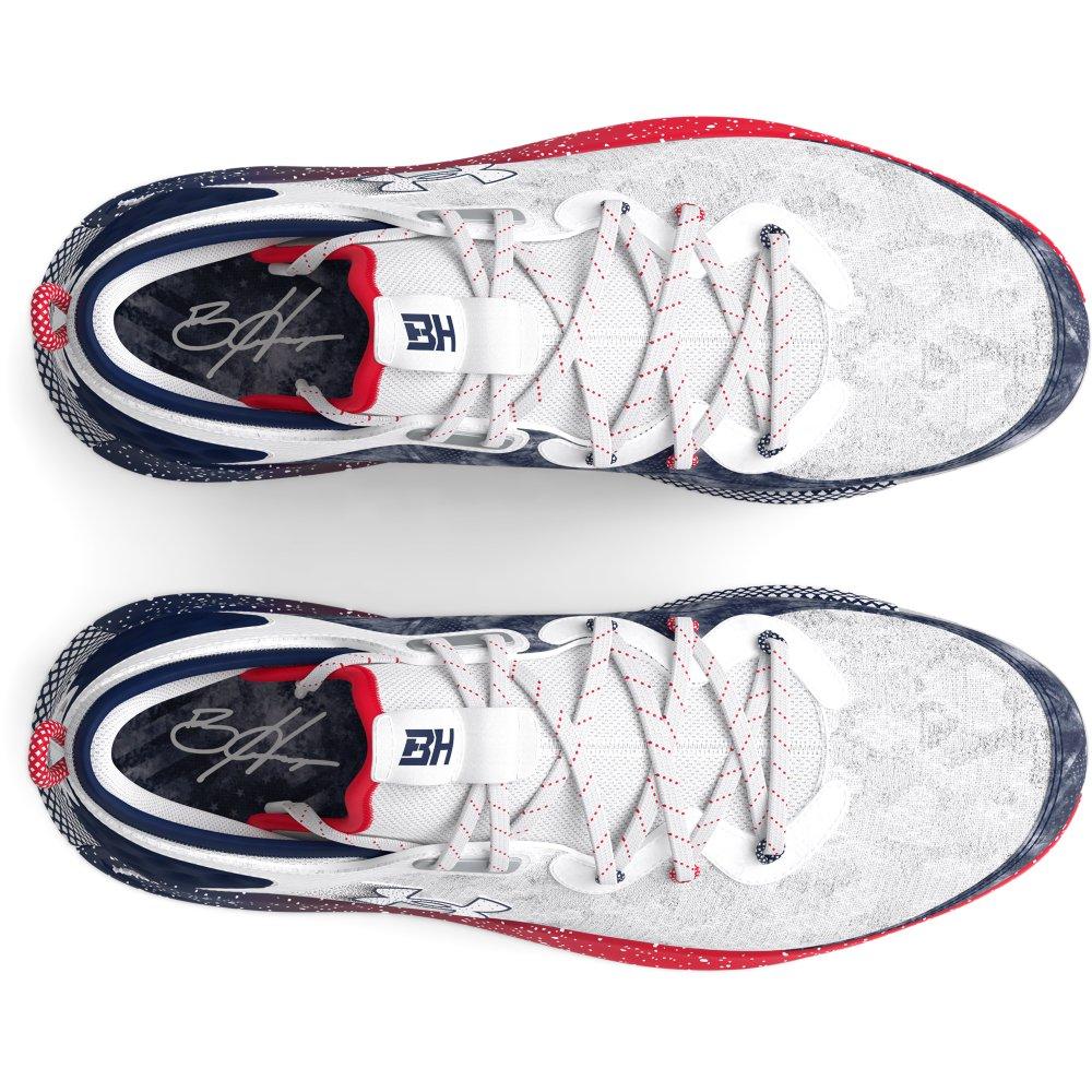 Under Armour Harper 8 Elite TPU "USA" Men's Baseball Cleat - WHITE/NAVY Thumbnail View 3