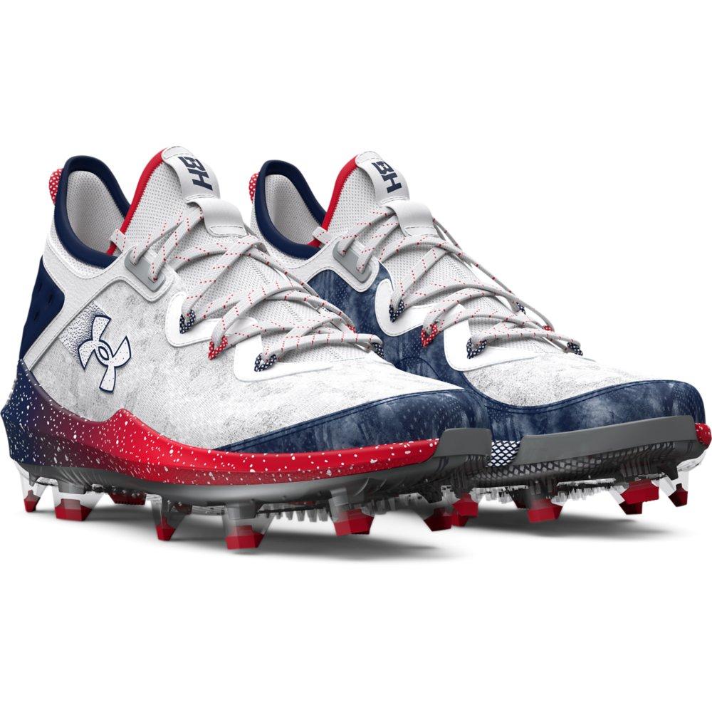 Under Armour Harper 8 Elite TPU "USA" Men's Baseball Cleat - WHITE/NAVY Thumbnail View 5