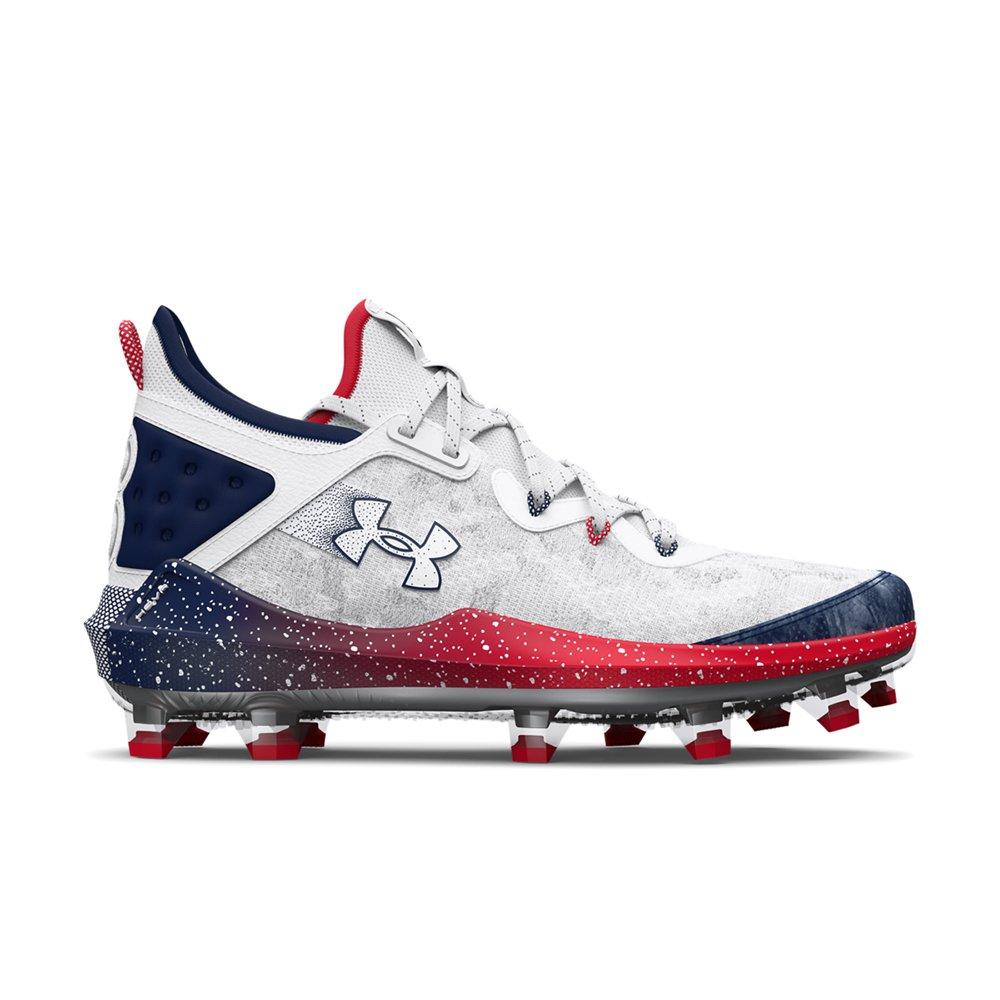 Under Armour Harper 8 Elite TPU "USA" Men's Baseball Cleat - WHITE/NAVY Thumbnail View 1