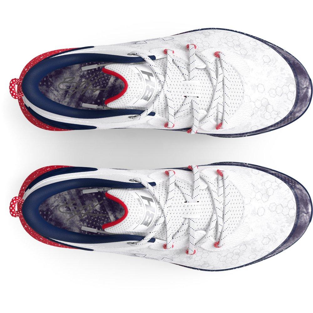 Under Armour Harper 8 TPU Jr. "White/Midnight Navy" Grade School Boys' Baseball Cleat - WHITE/NAVY Thumbnail View 3