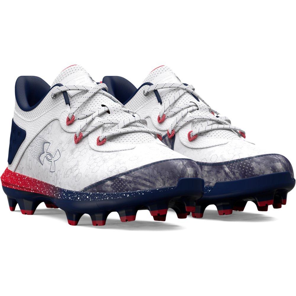 Under Armour Harper 8 TPU Jr. "White/Midnight Navy" Grade School Boys' Baseball Cleat - WHITE/NAVY Thumbnail View 5