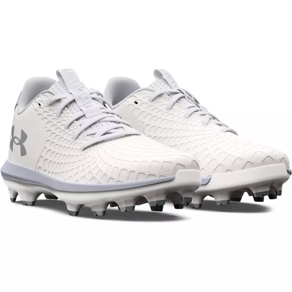 Under Armour Glyde 2.0 TPU "White/Silver" Grade School Girls' Softball Cleat - WHITE/SILVER