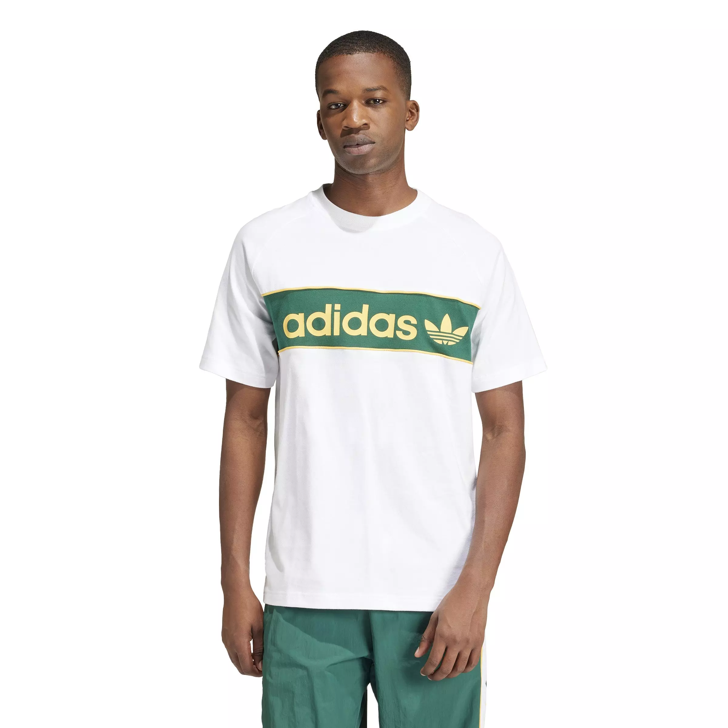 adidas Men's Archive Collegiate Stripe Tee - WHITE