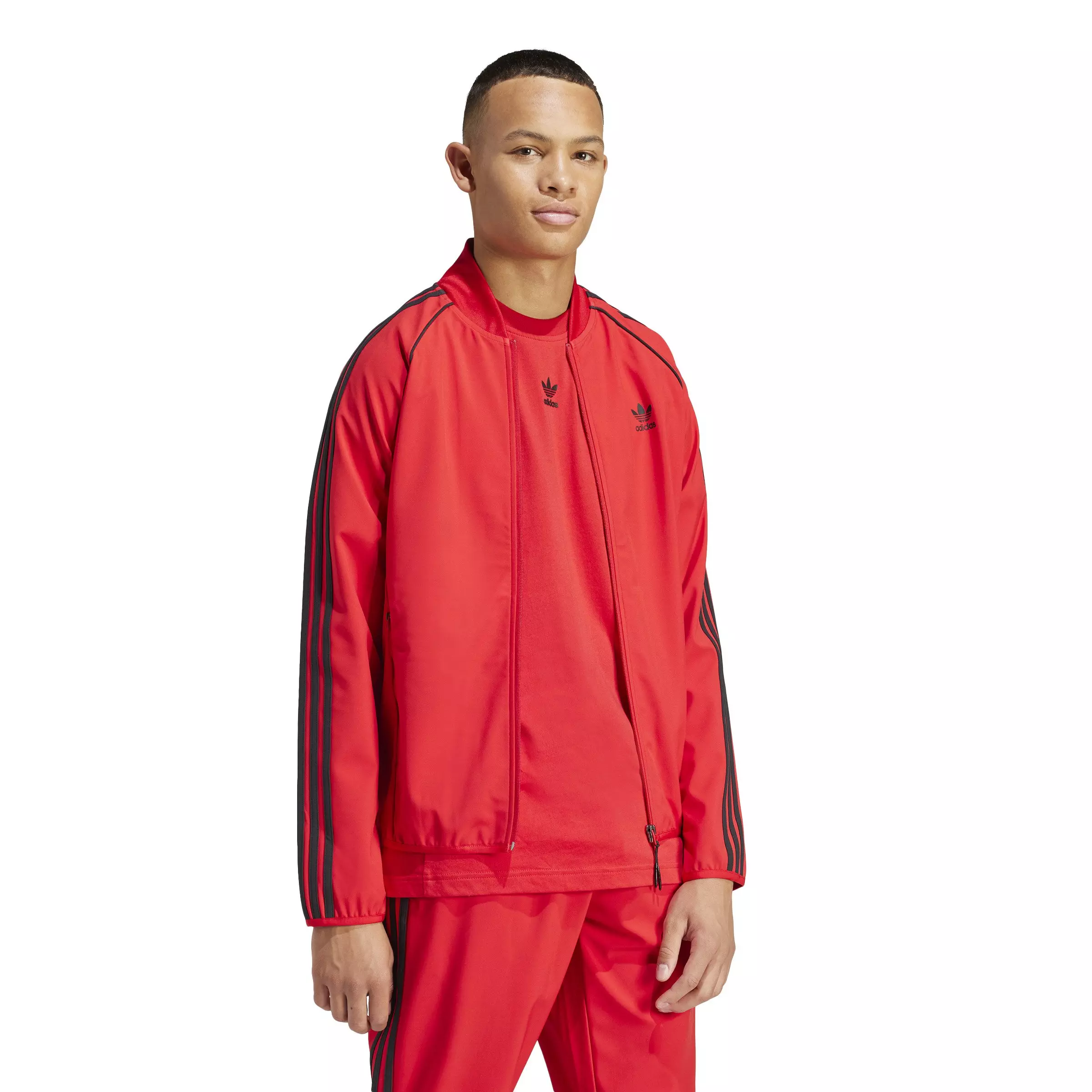 adidas Men's Adicolor Classics SST 3-Stripes Track Jacket-Red - RED