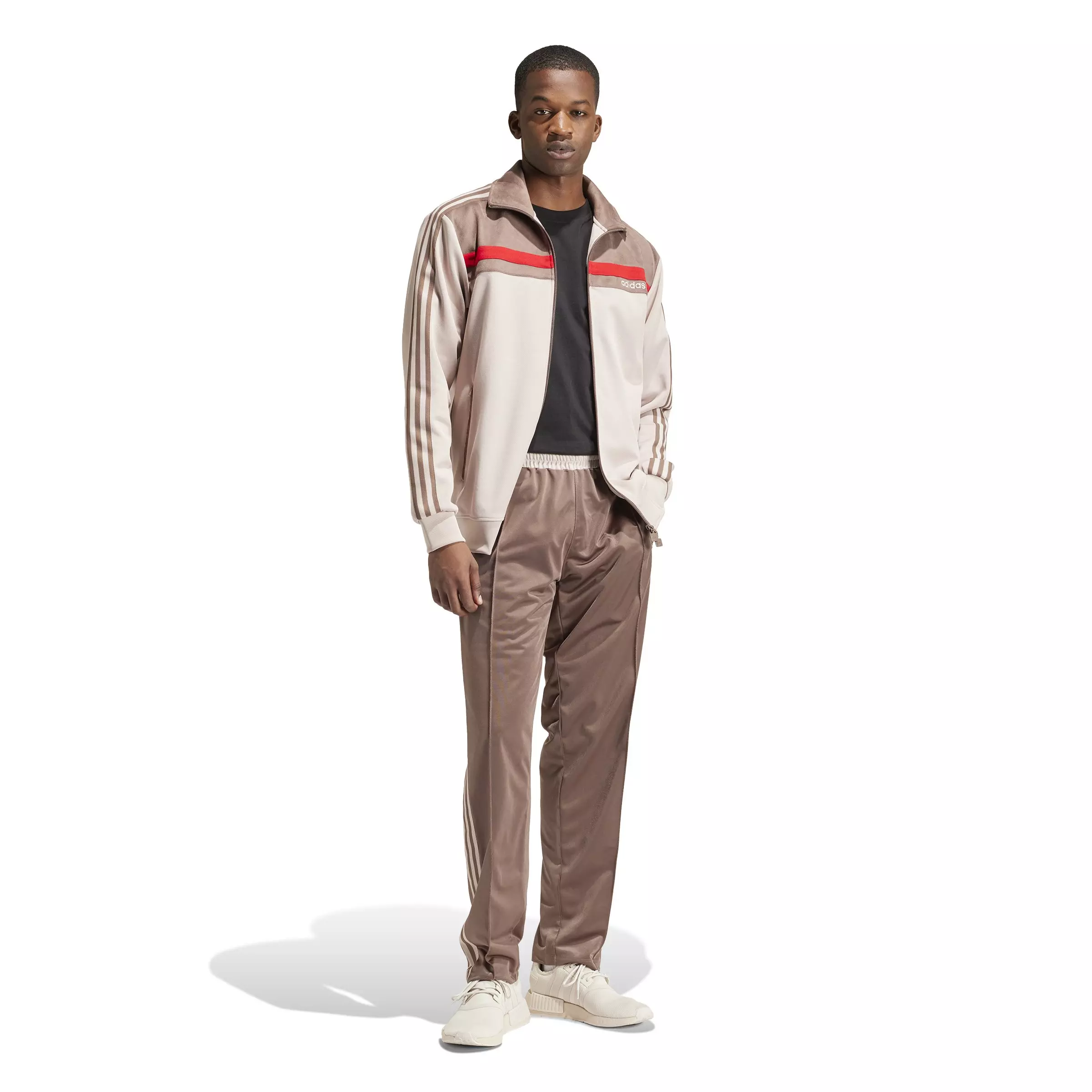 adidas Men's Relaxed Fit Pinstripe Track Pants - BROWN