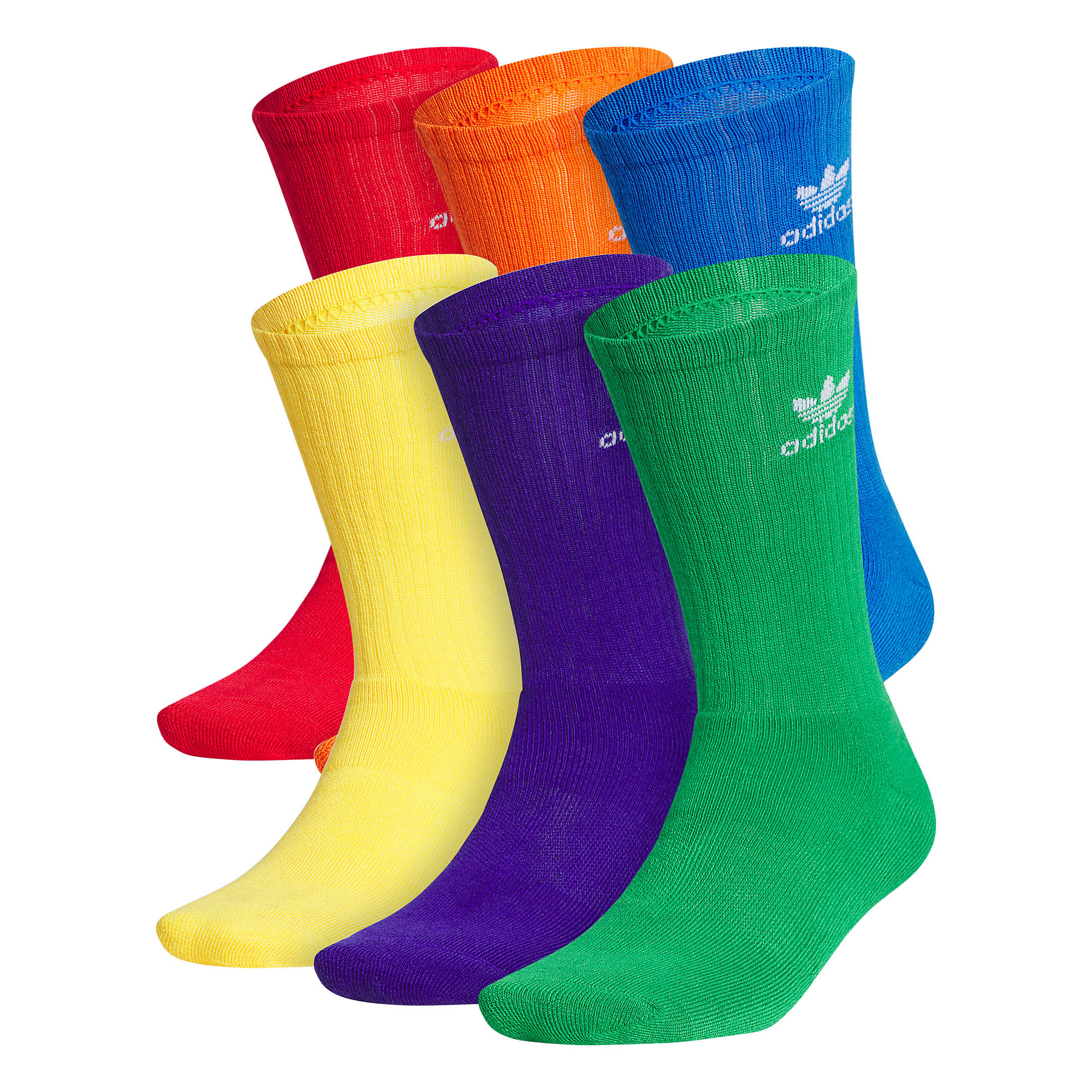 adidas Originals Trefoil Crew Socks-6PK-Multi-Color - MULTI-COLOR