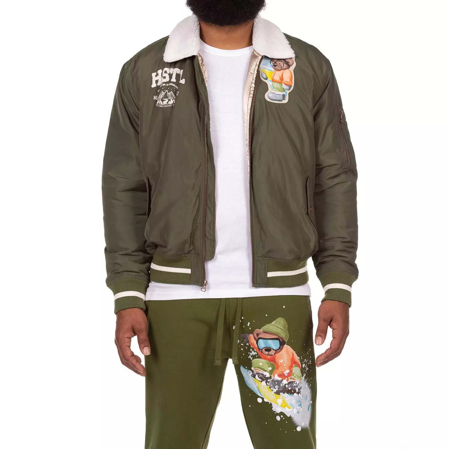 Hustle Gang Men's Avalanche Bomber - Green - GREEN
