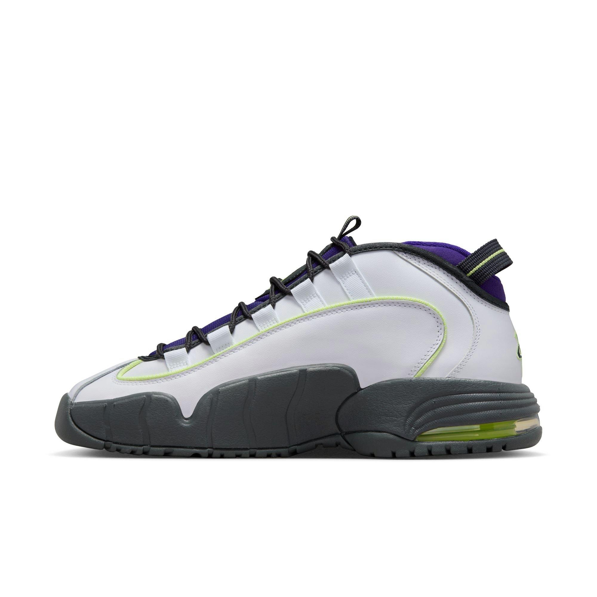 Nike Air Max Penny "White/Lt Lemon Twist/Field Purple" Men's Basketball Shoe - WHITE/YELLOW Thumbnail View 4