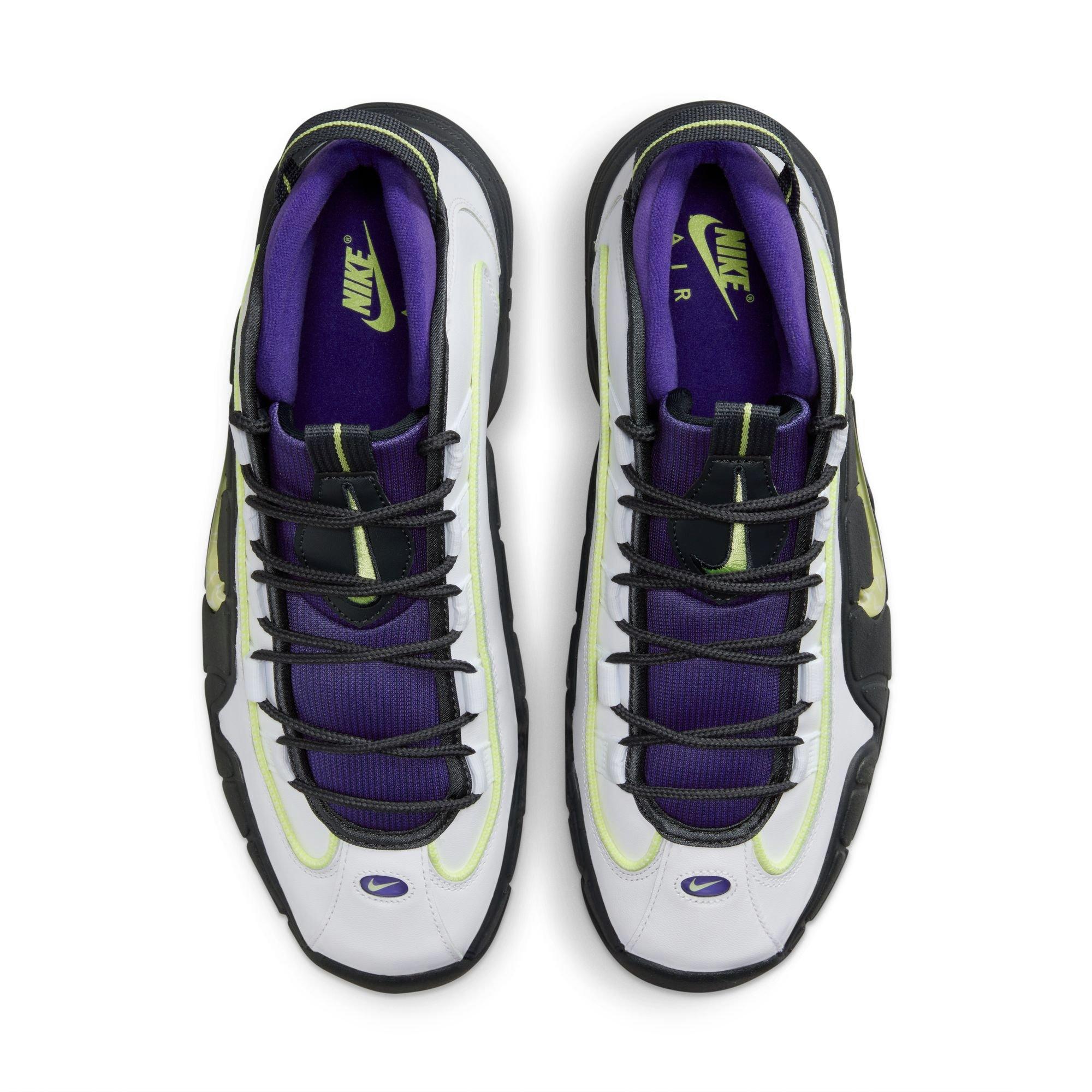 Nike Air Max Penny "White/Lt Lemon Twist/Field Purple" Men's Basketball Shoe - WHITE/YELLOW Thumbnail View 6