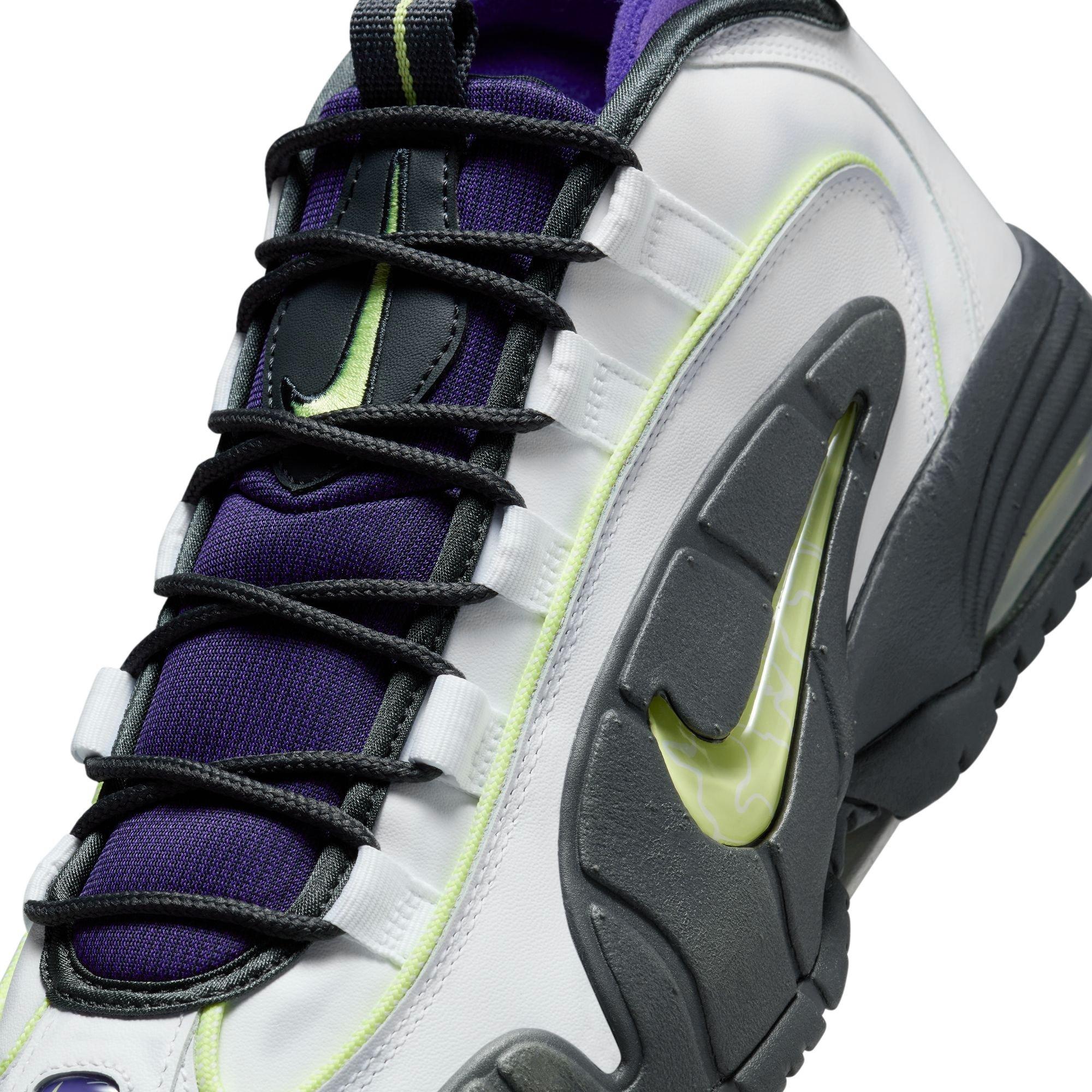 Nike Air Max Penny "White/Lt Lemon Twist/Field Purple" Men's Basketball Shoe - WHITE/YELLOW Thumbnail View 8