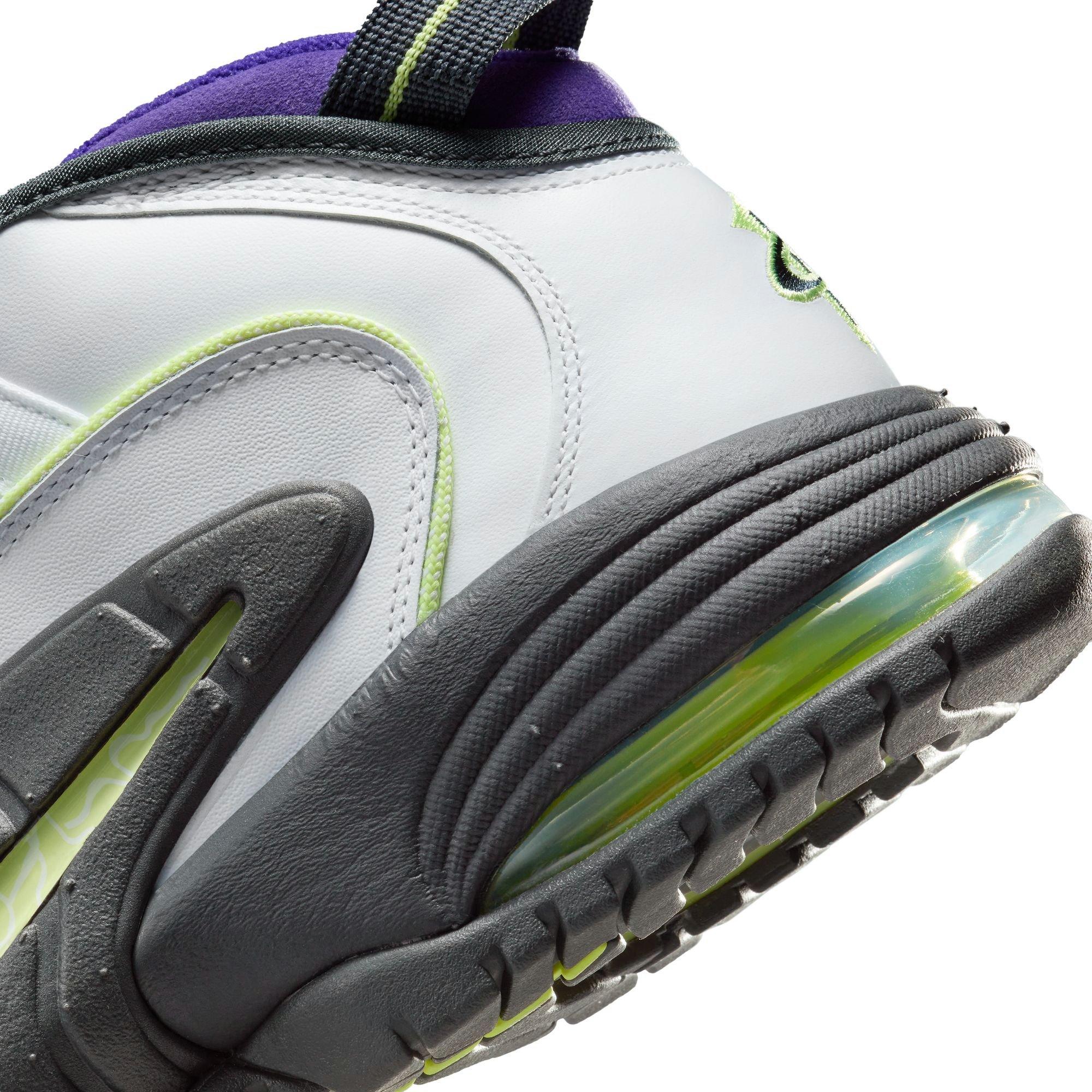 Nike Air Max Penny "White/Lt Lemon Twist/Field Purple" Men's Basketball Shoe - WHITE/YELLOW Thumbnail View 9