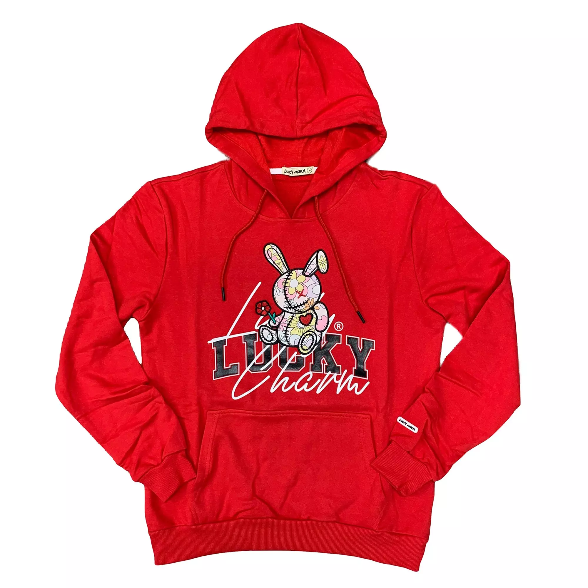 BKYS Men's Lucky Charm Flower Pullover Hoodie-Red - RED