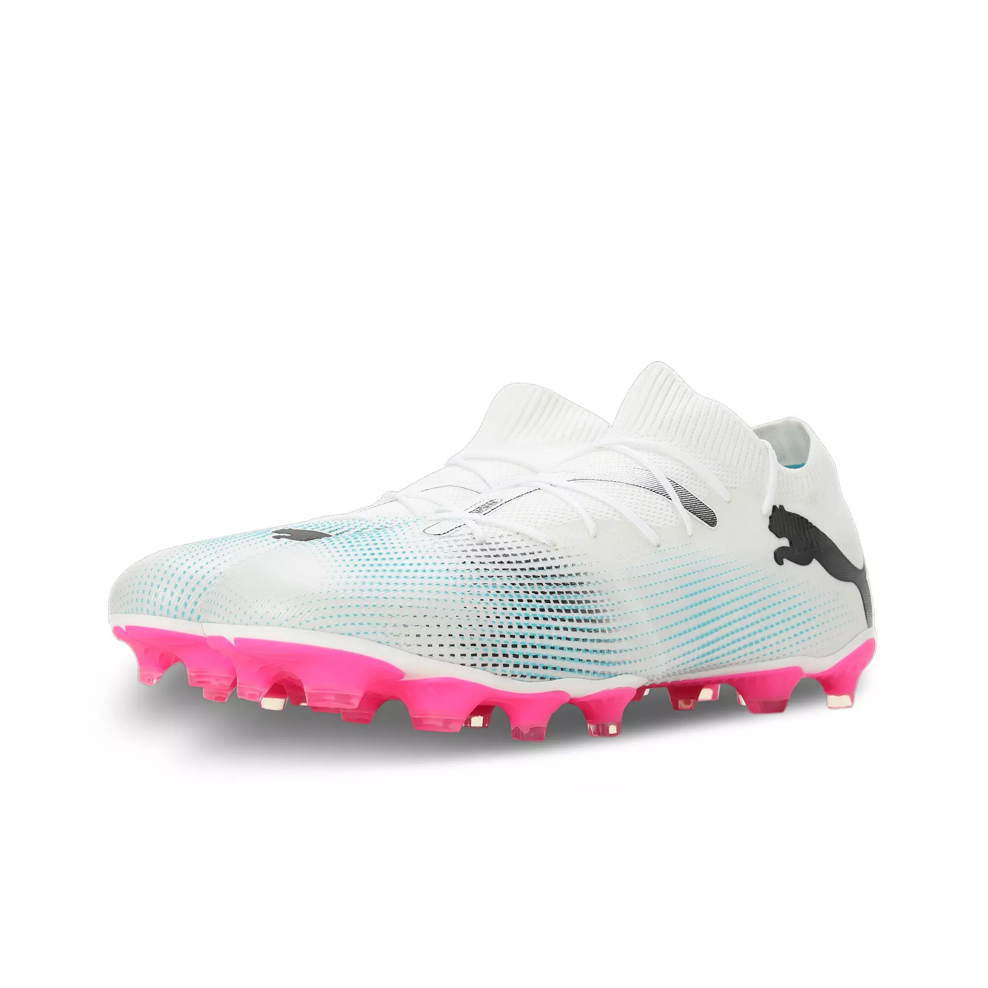 PUMA Futura 7 Match FG/AG "Poison Pink" Men's Soccer Cleat - WHITE/BLUE/PINK