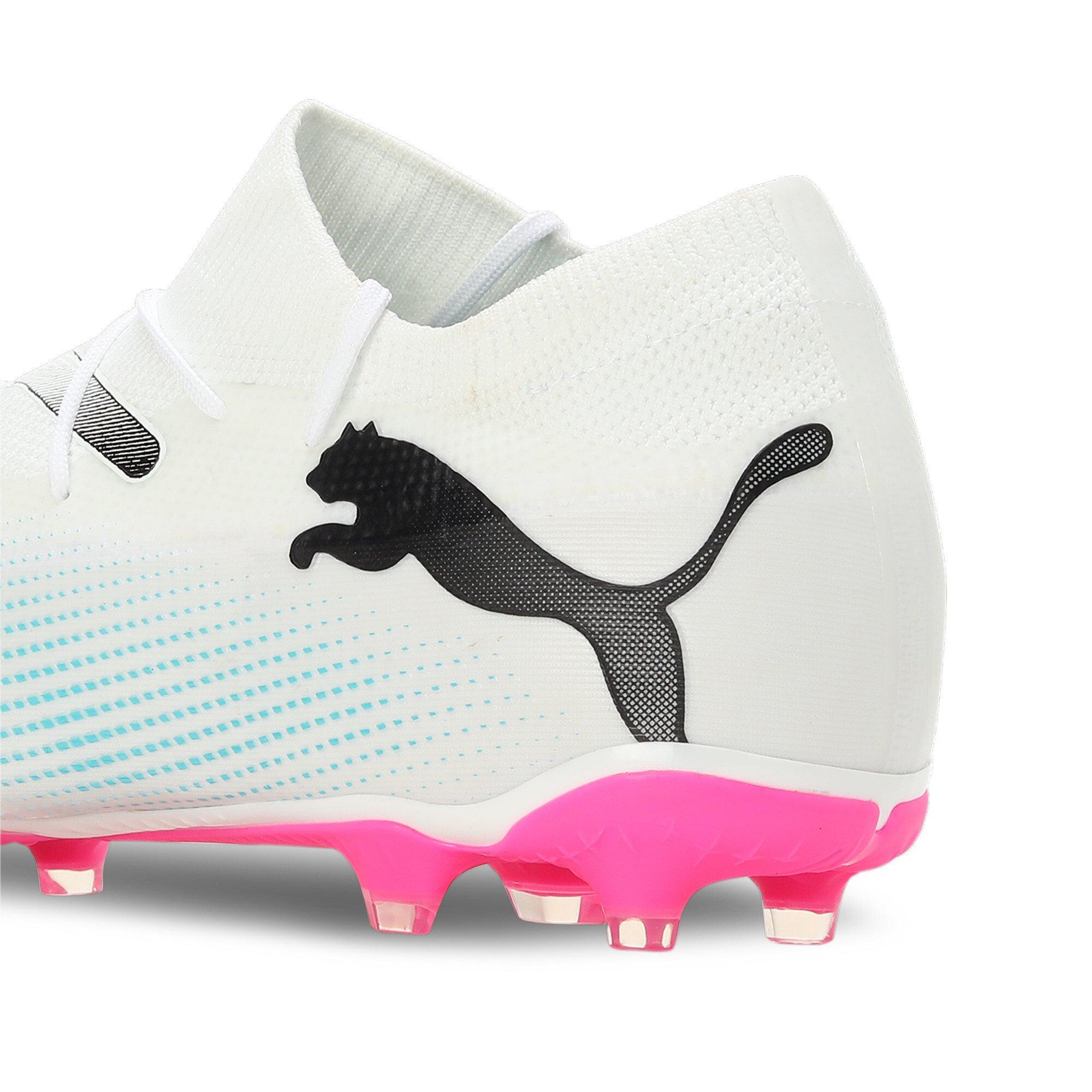 PUMA Futura 7 Match FG/AG "Poison Pink" Men's Soccer Cleat - WHITE/BLUE/PINK Thumbnail View 4