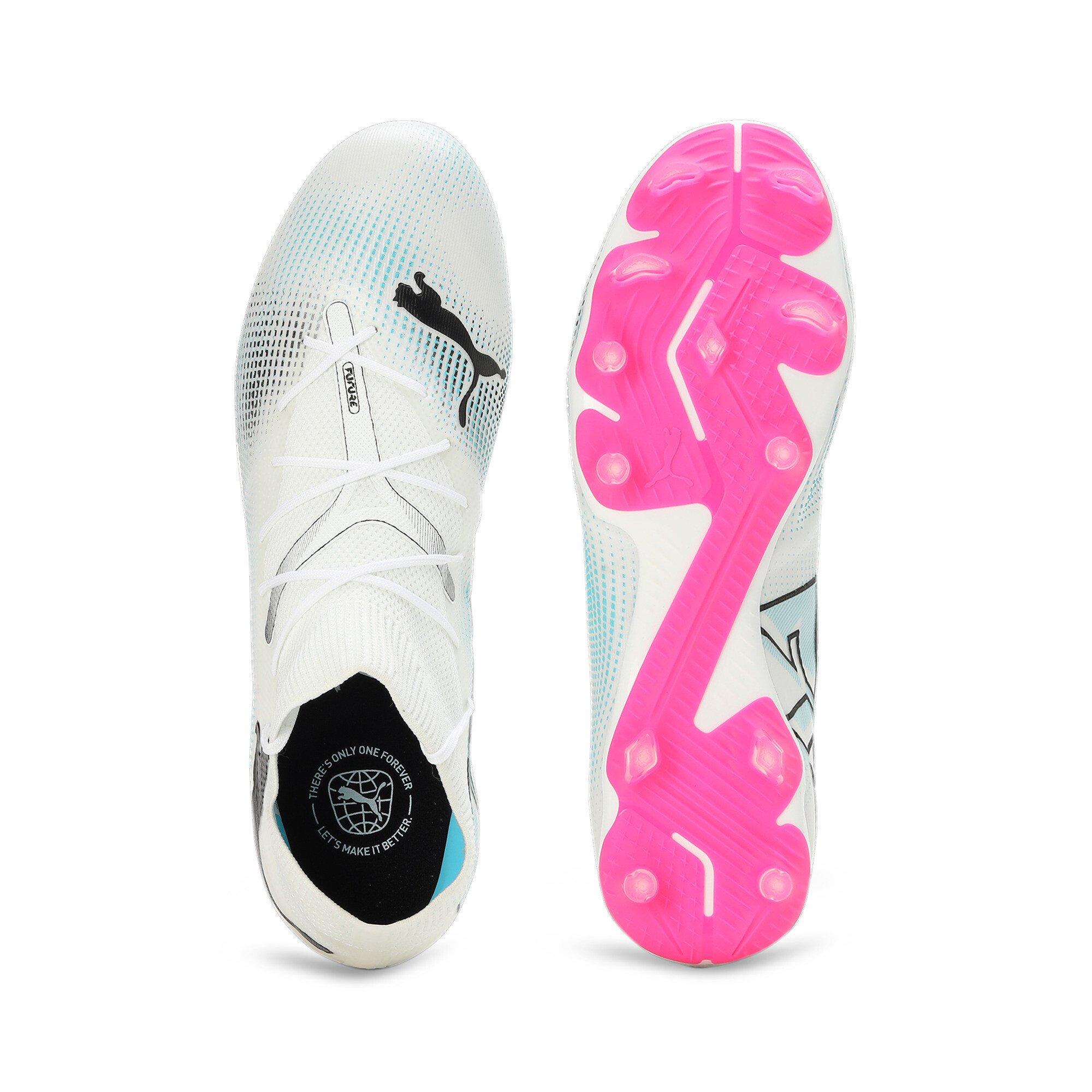 PUMA Futura 7 Match FG/AG "Poison Pink" Men's Soccer Cleat - WHITE/BLUE/PINK Thumbnail View 5