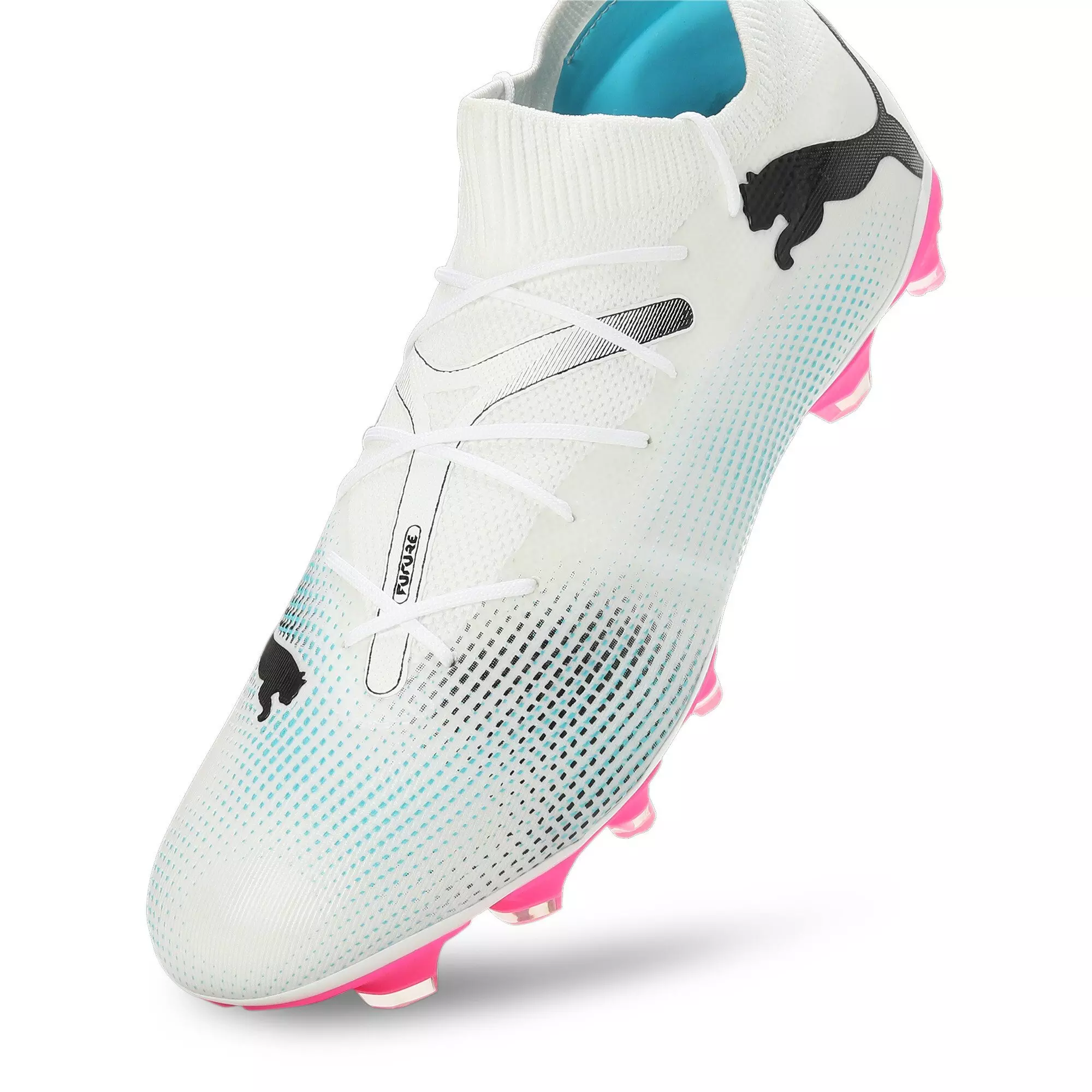 PUMA Futura 7 Match FG/AG "Poison Pink" Men's Soccer Cleat - WHITE/BLUE/PINK