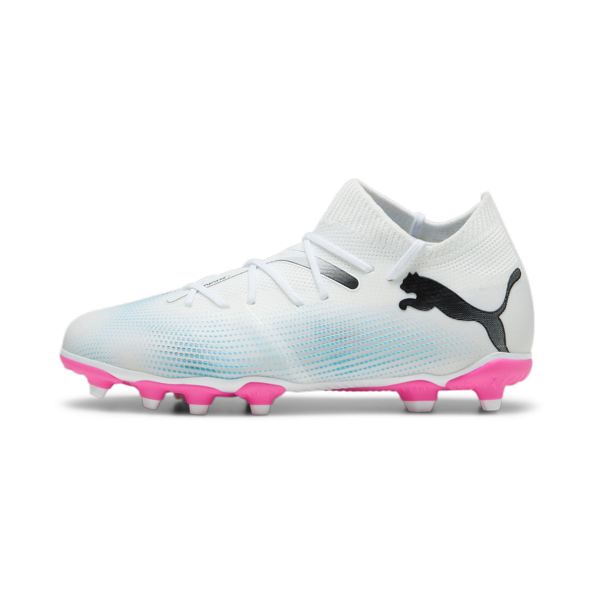 PUMA Future 7 Match  Grade School Kids' "White/Poison Pink/Blue" Soccer Cleat