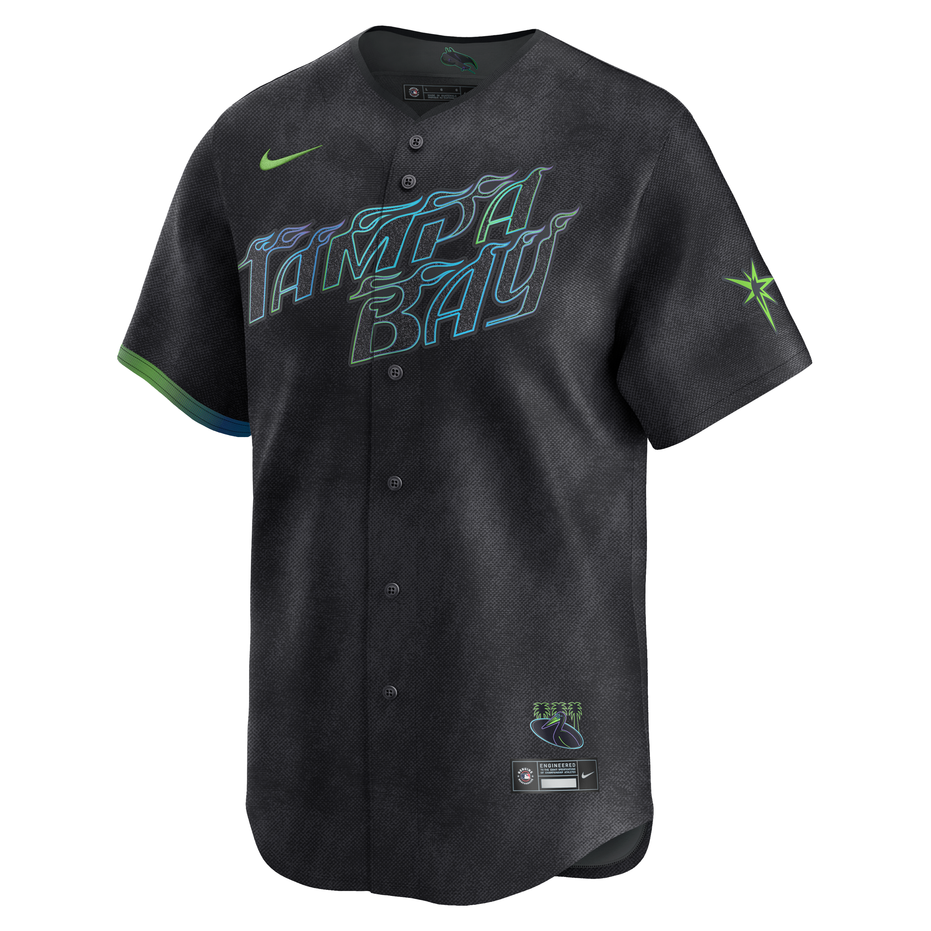 Nike Men's Tampa Bay Rays'24-'25 City Connect Limited Player Jersey-Black - WHITE Thumbnail View 1