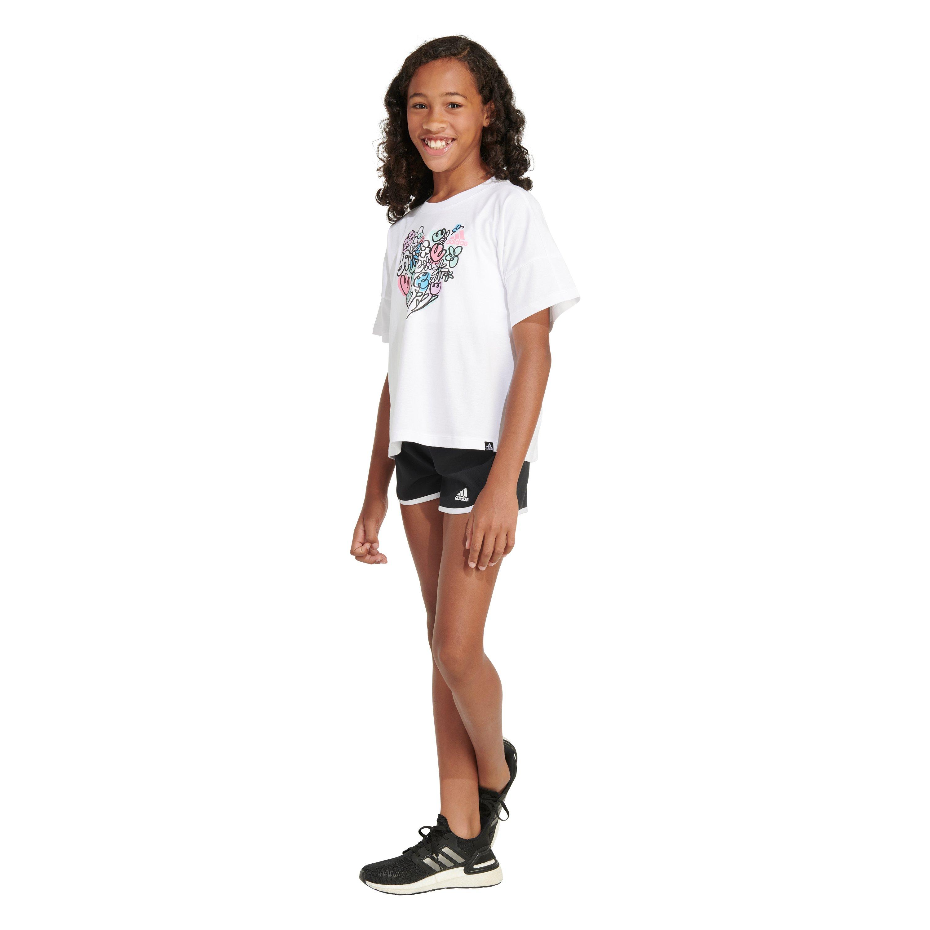 adidas Loose Big Girls' White Box Tee