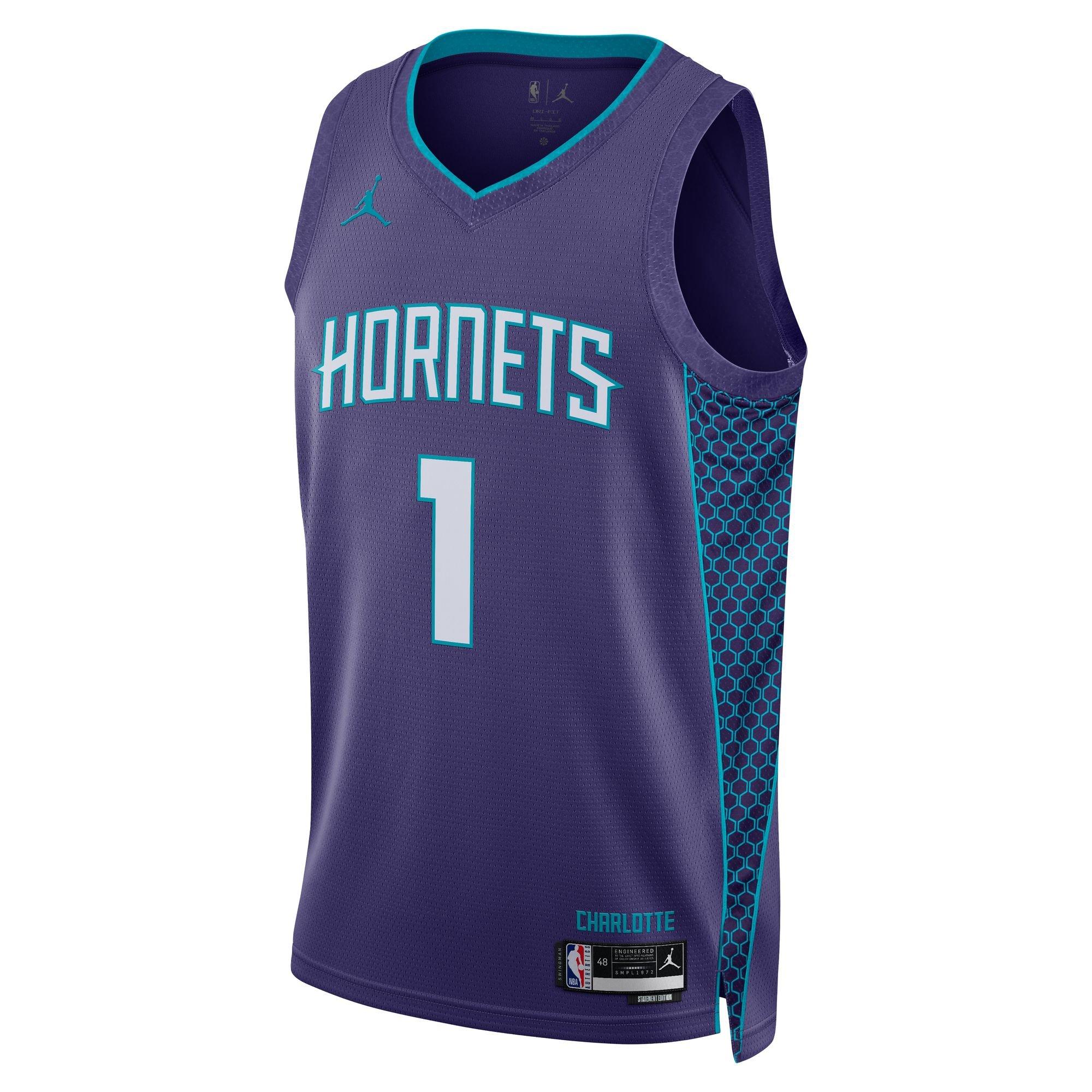 Jordan Men's Charlotte Hornets Statement Edition Dri-FIT NBA Swingman Jersey - PURPLE Thumbnail View 1
